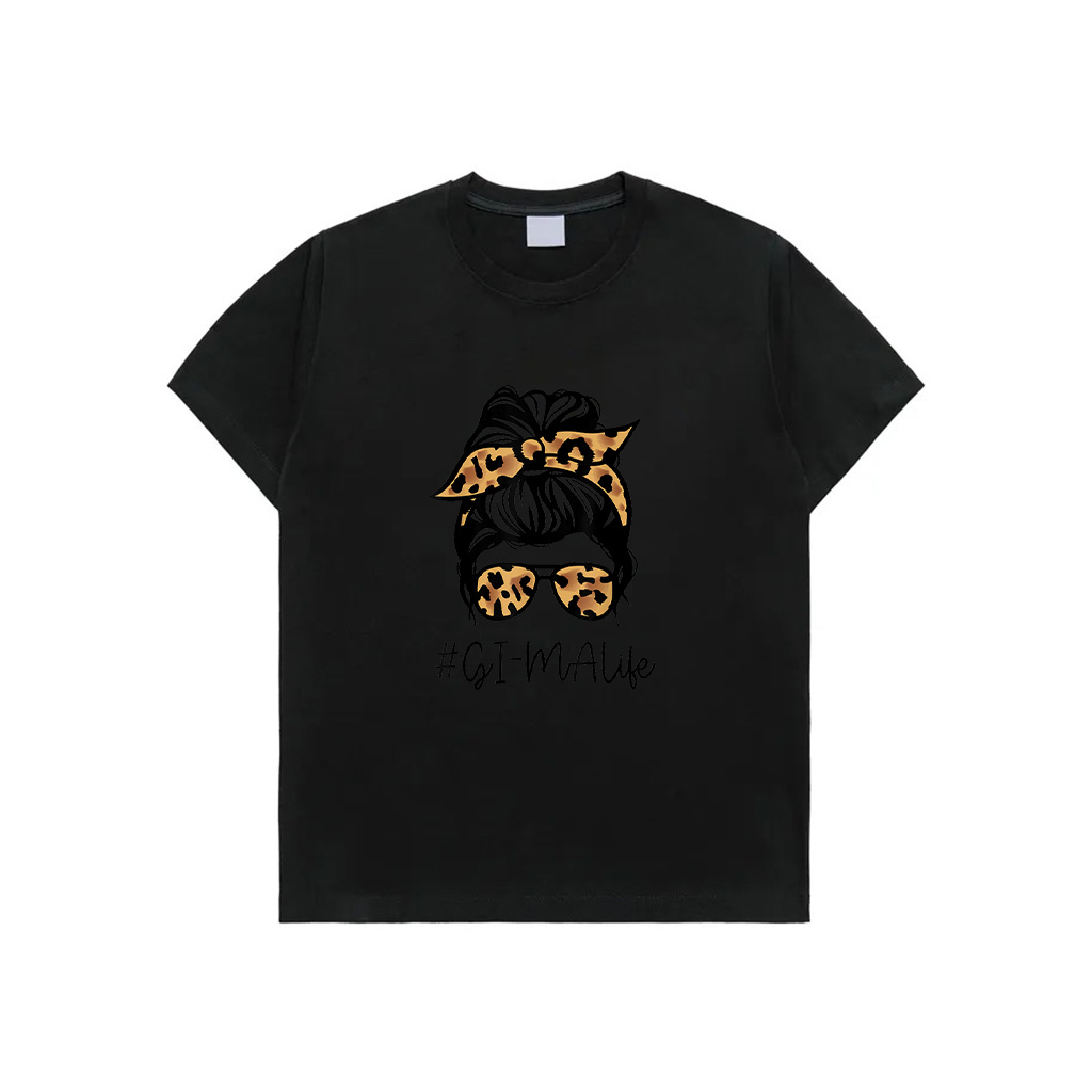 GI MA Leopard Messy Bun Mother's Day For Grandmothers T-Shirt