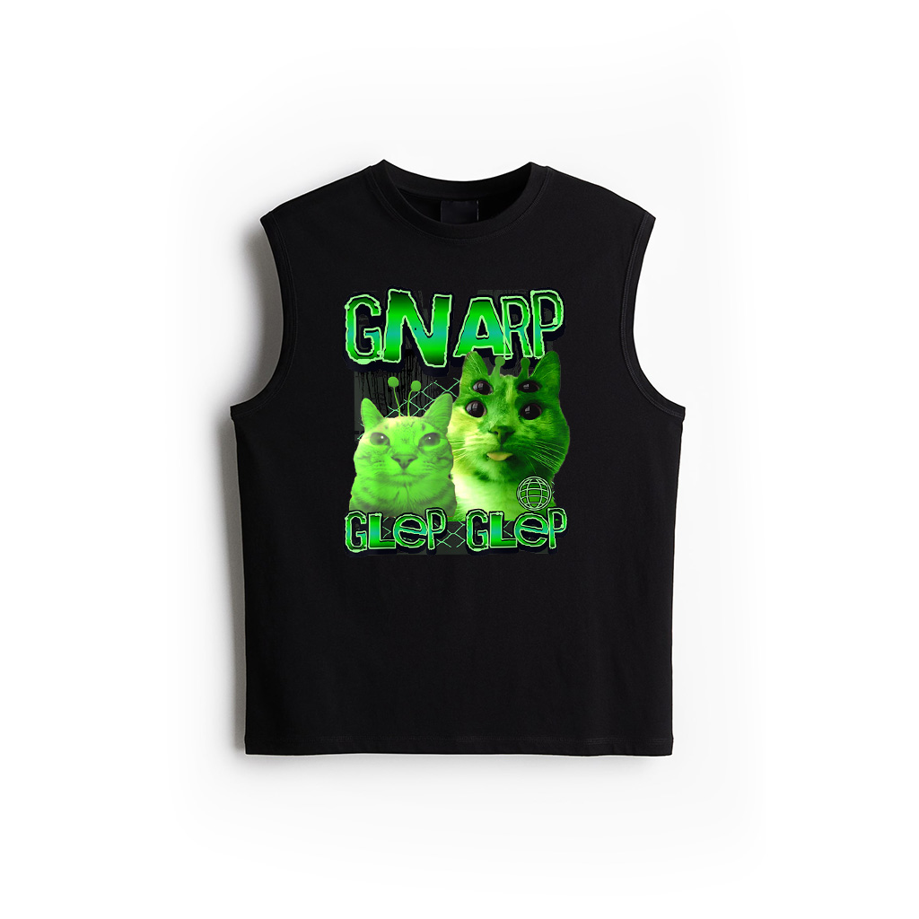 Gnarp Cat Silly Alien Cat Meme Brainrot Gen Z Meme Men Women Kids Tank Top