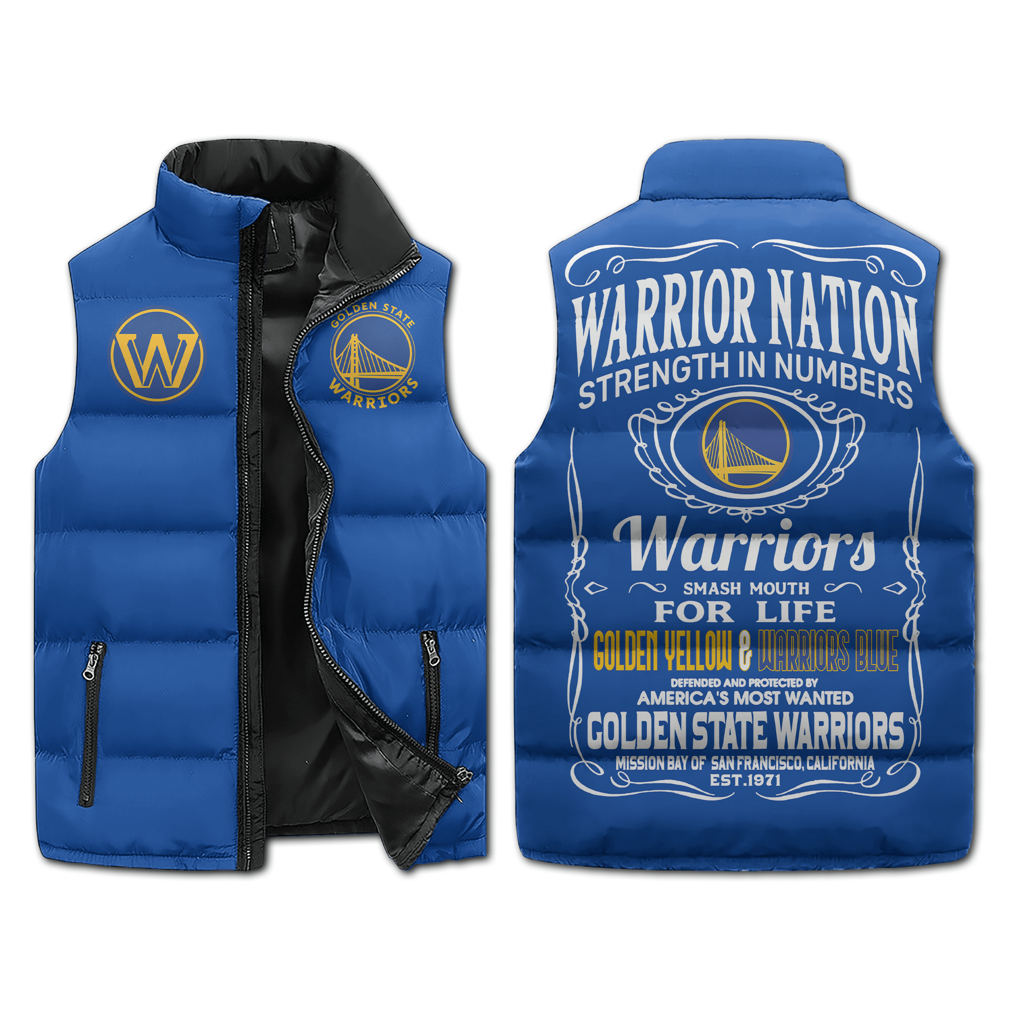Golden State Warriors NBA Sleeveless Puffer Jacket