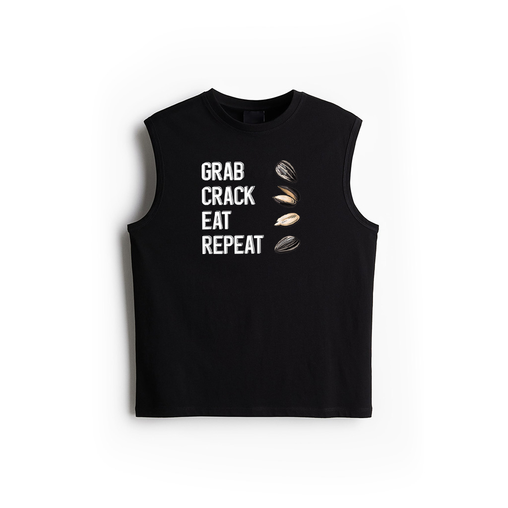 Grab Crack Eat Repeat Funny Sunflower Seed Salted Unsalted Tank Top