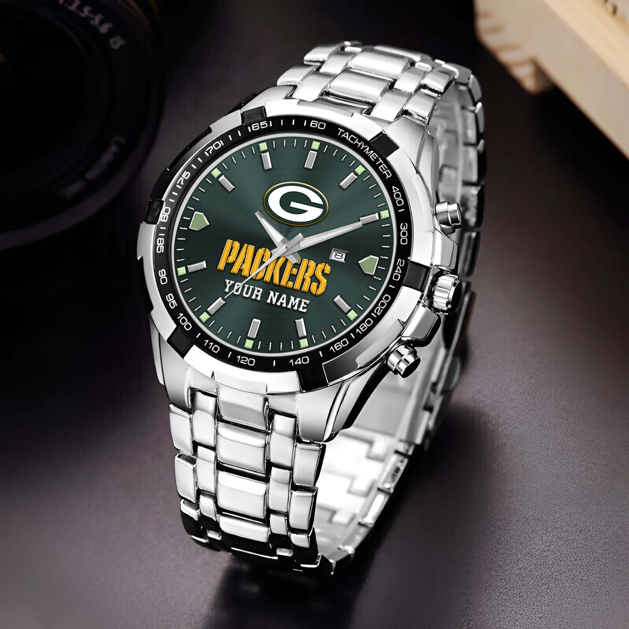 Green Bay Packers Alloy Men Quartz Watch Custom Your Name, Sport Men Watch, Football Fan Gifts