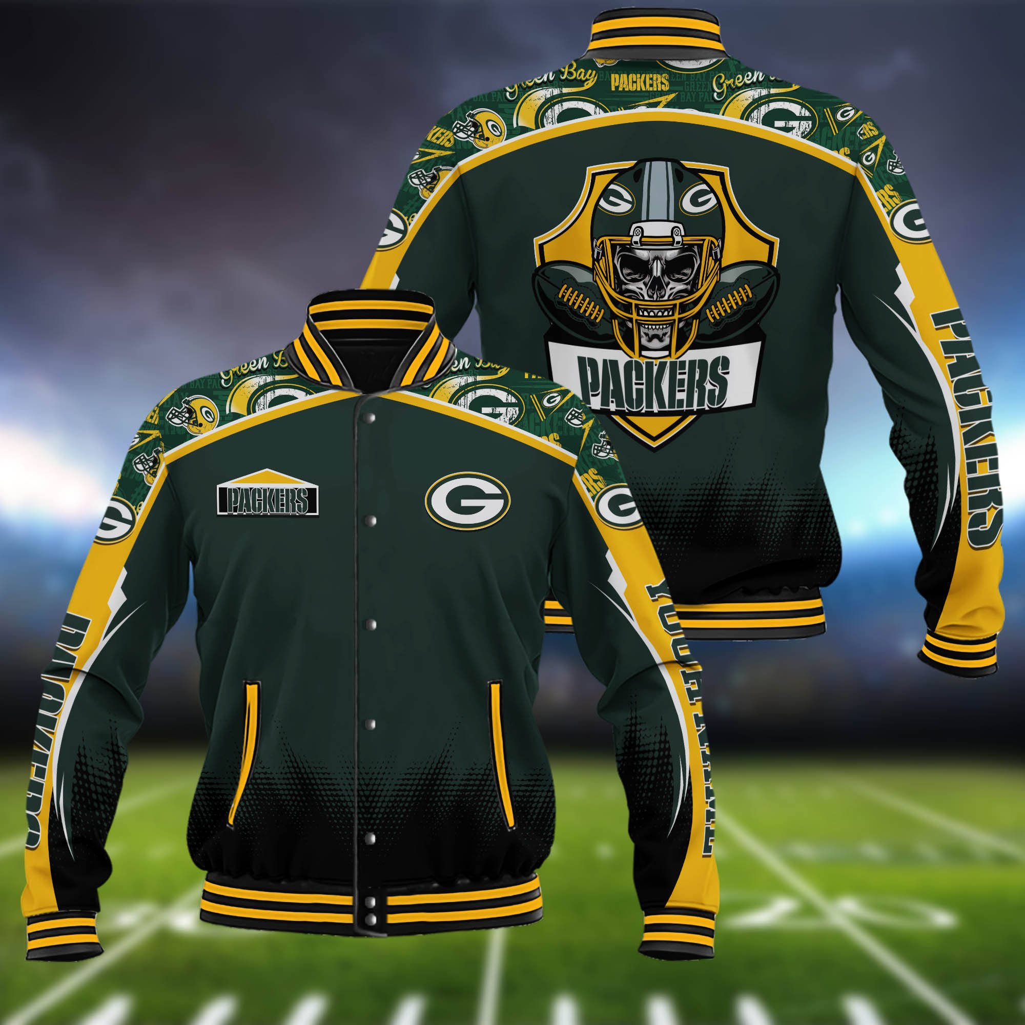 Green Bay Packers Baseball Jacket Custom Name, Sport Team Jacket, Sport Gifts 