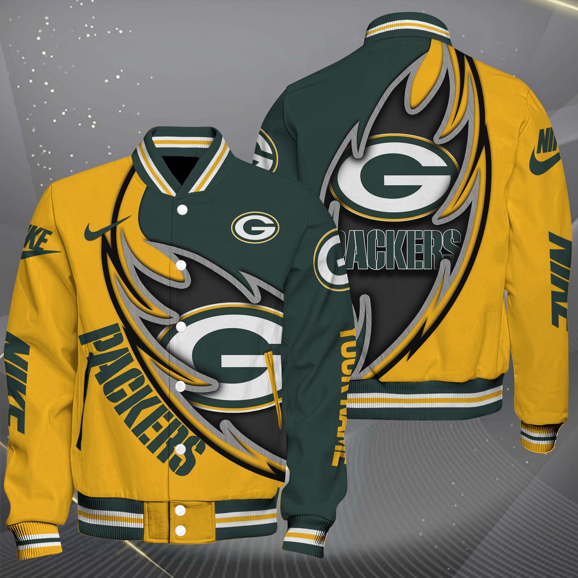Green Bay Packers Baseball Jacket, Sport Jacket Custom You Name, Football Fan Gifts 