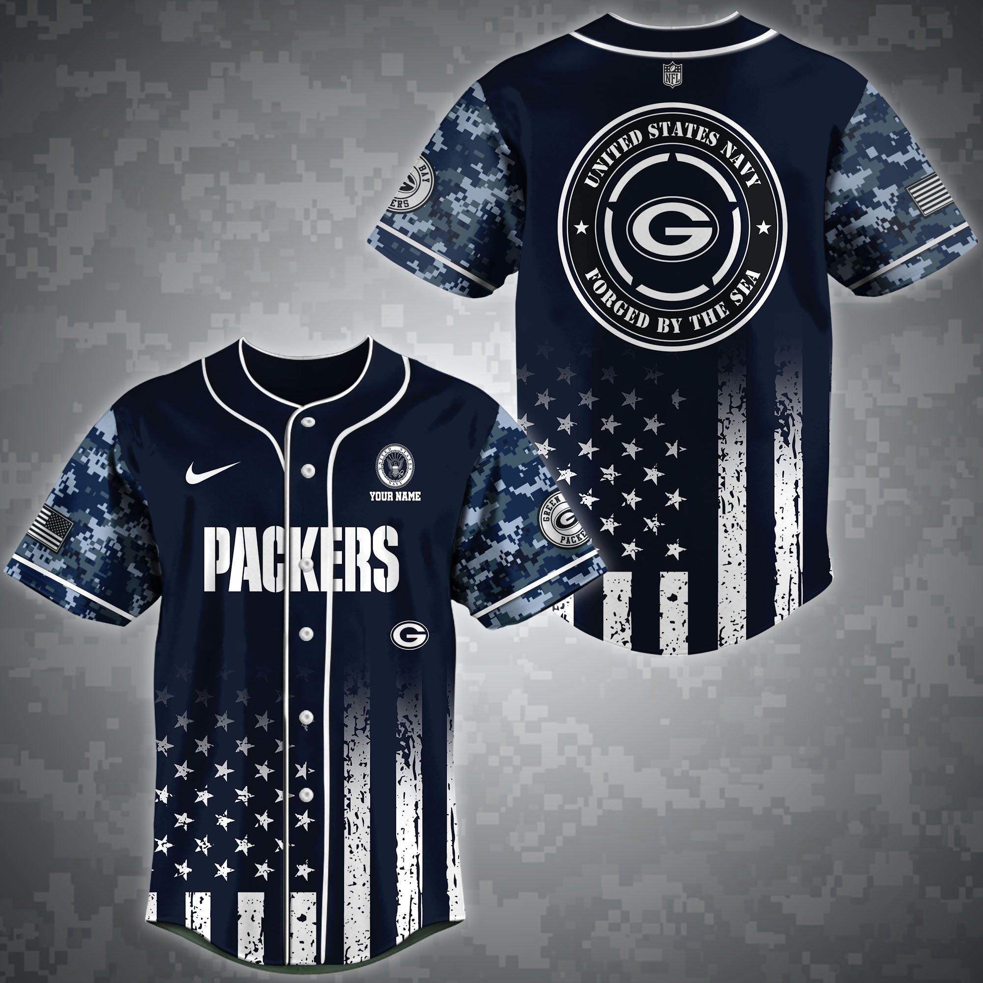 Green Bay Packers Baseball Shirt Custom Name, Sport Team And Navy Shirt, Fan Gifts