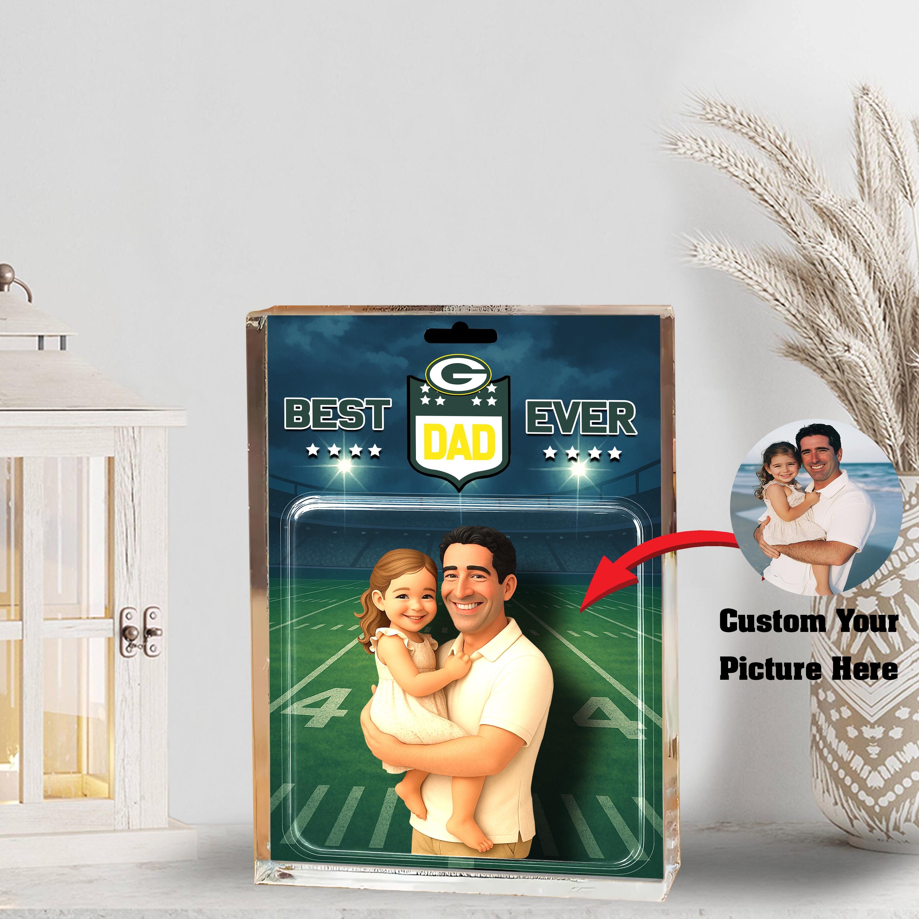 Green Bay Packers Best Dad Shape Acrylic Blocks Custom Your Image , Sport Gifts For Dad, Home Decorations