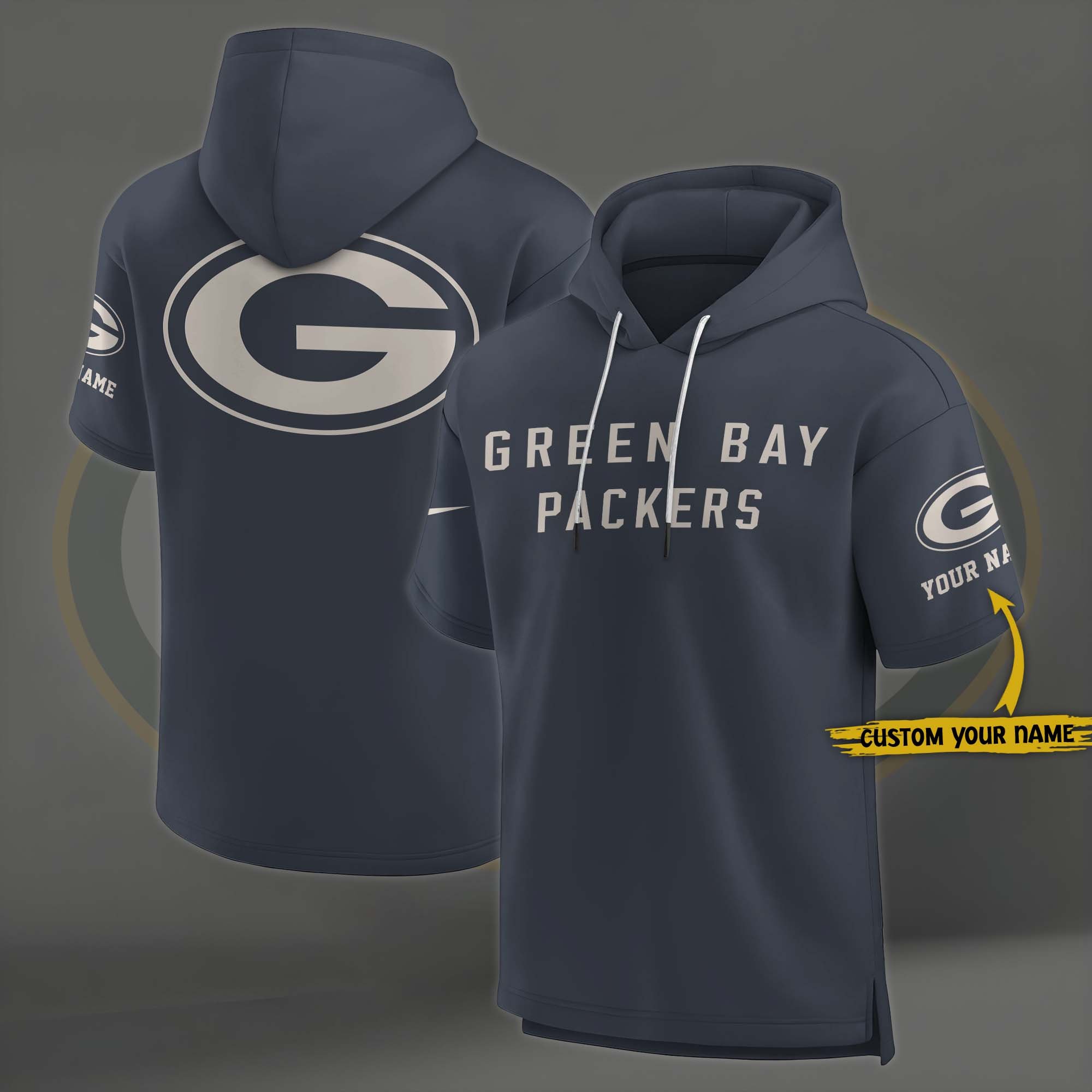 Green Bay Packers Elements Future Ground Lettering Short Sleeve Pullover Hoodie Custom Name, Gifts For Football Lovers EHIVM 03051158