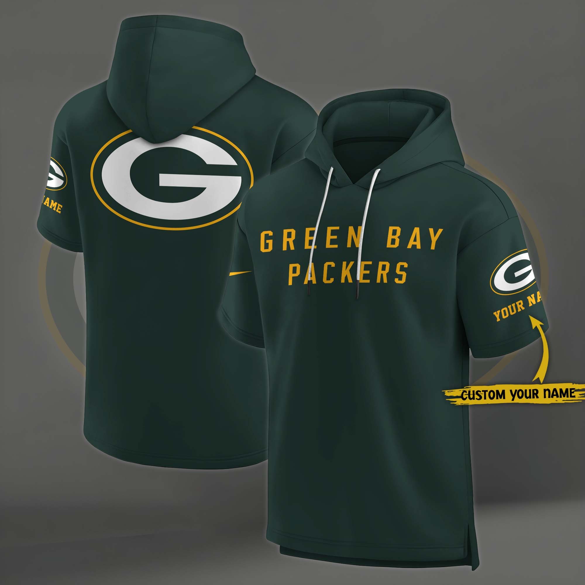 Green Bay Packers Elements Future Ground Lettering Short Sleeve Pullover Hoodie Custom Name, Gifts For Football Lovers EHIVM 03121220