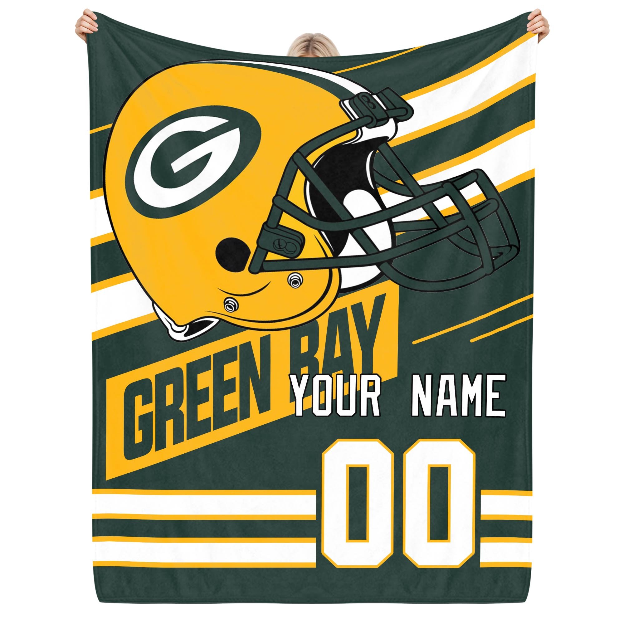 Green Bay Packers Fleece Blanket Custom Name And Number, Sport Blanket For Fans