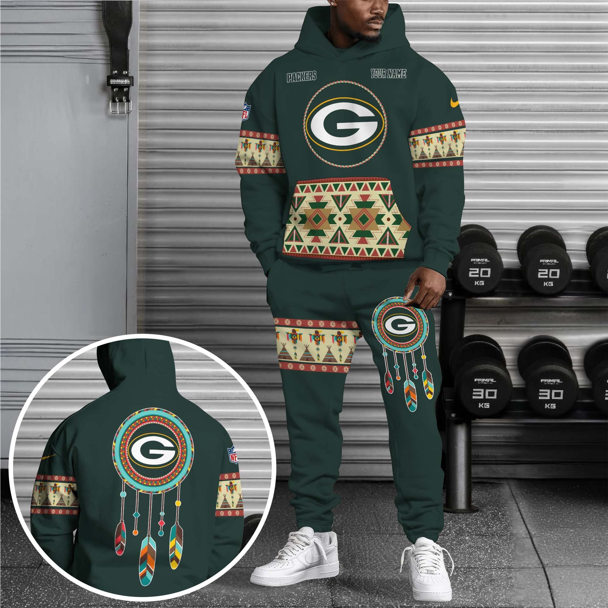 Green Bay Packers Hoodie Sweatpants Set Custom Your Name, Sport Hoodie Sweatpants Set, Sport Gifts For Fan