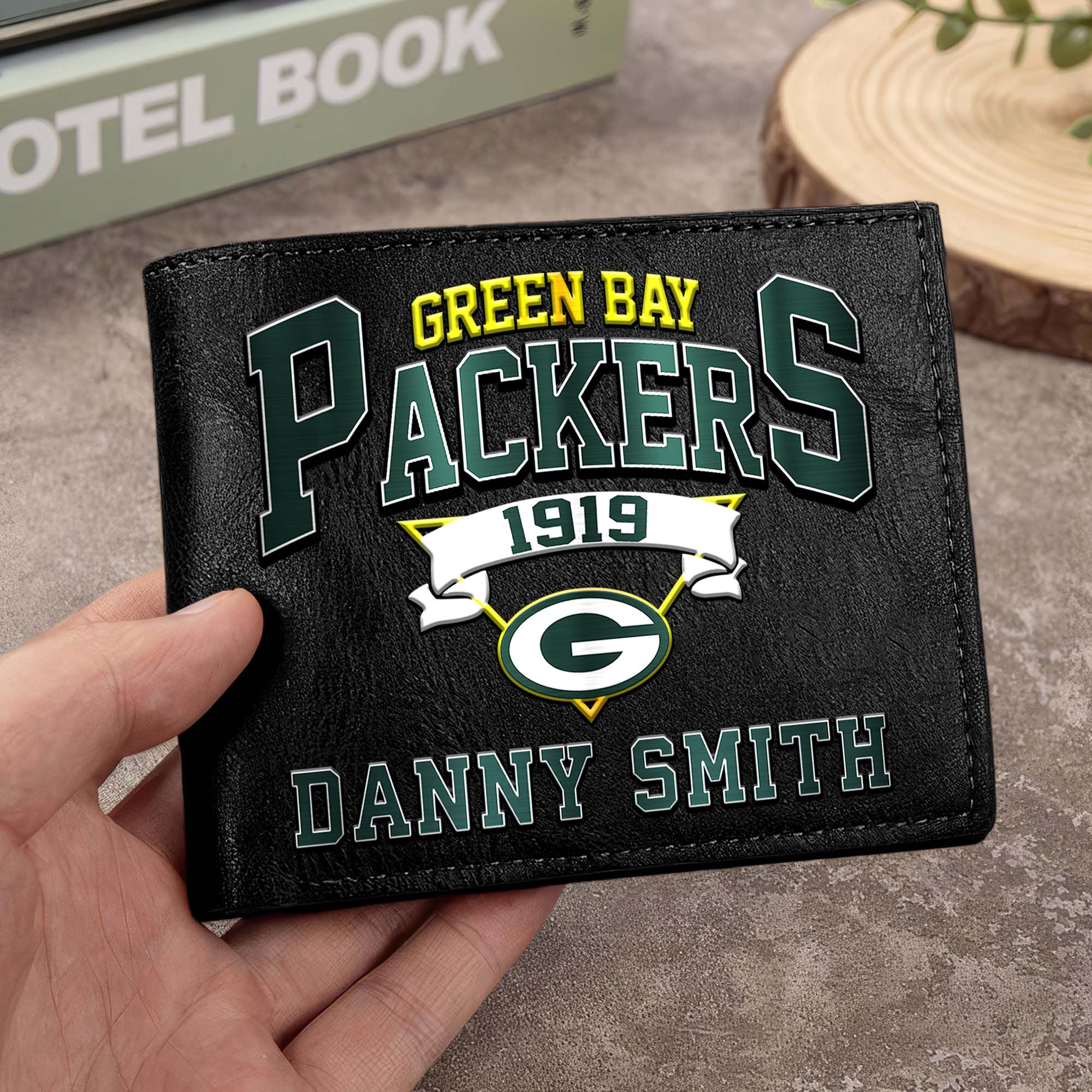 Green Bay Packers Men Wallet Custom Your Name, Football Team Men Wallet For Fans, Gifts For Football Lovers