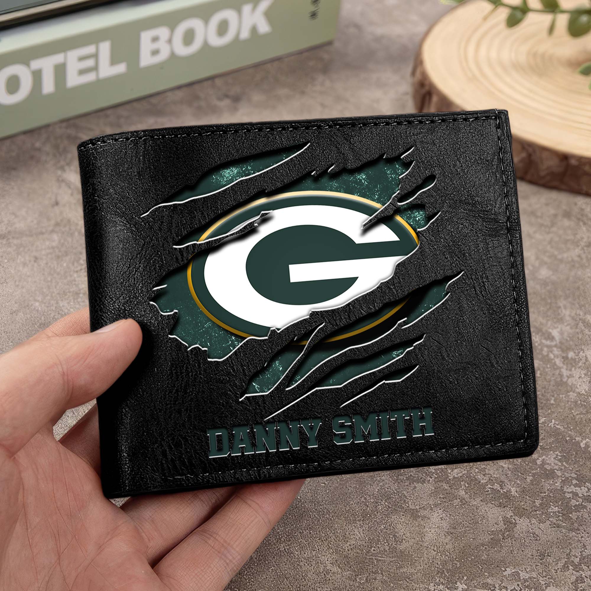 Green Bay Packers Men Wallet Custom Your Name, Football Team Men Wallet For Fans, Gifts For Football Lovers