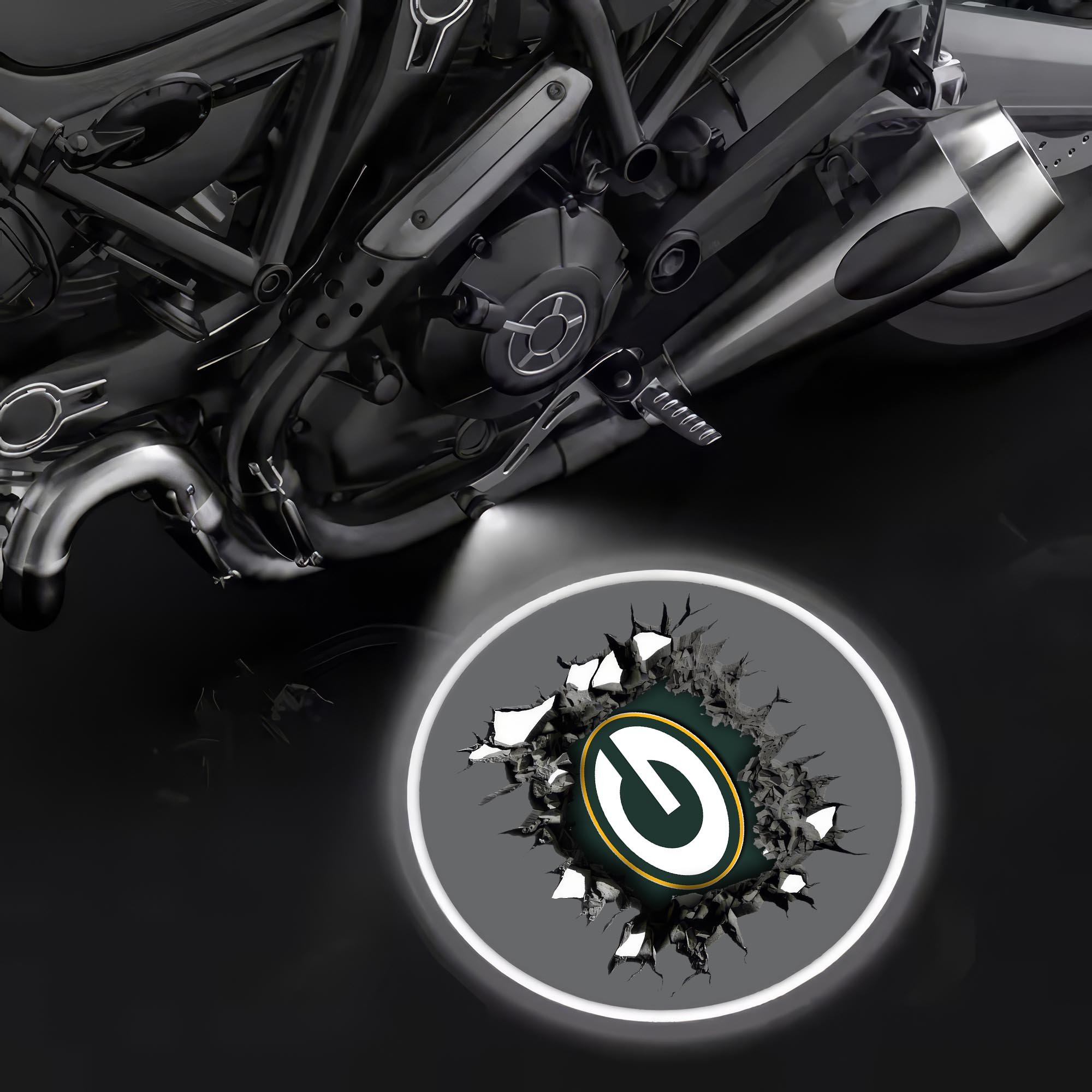 Green Bay Packers Motorcycle Projection Lamp Light, Gifts For Fan