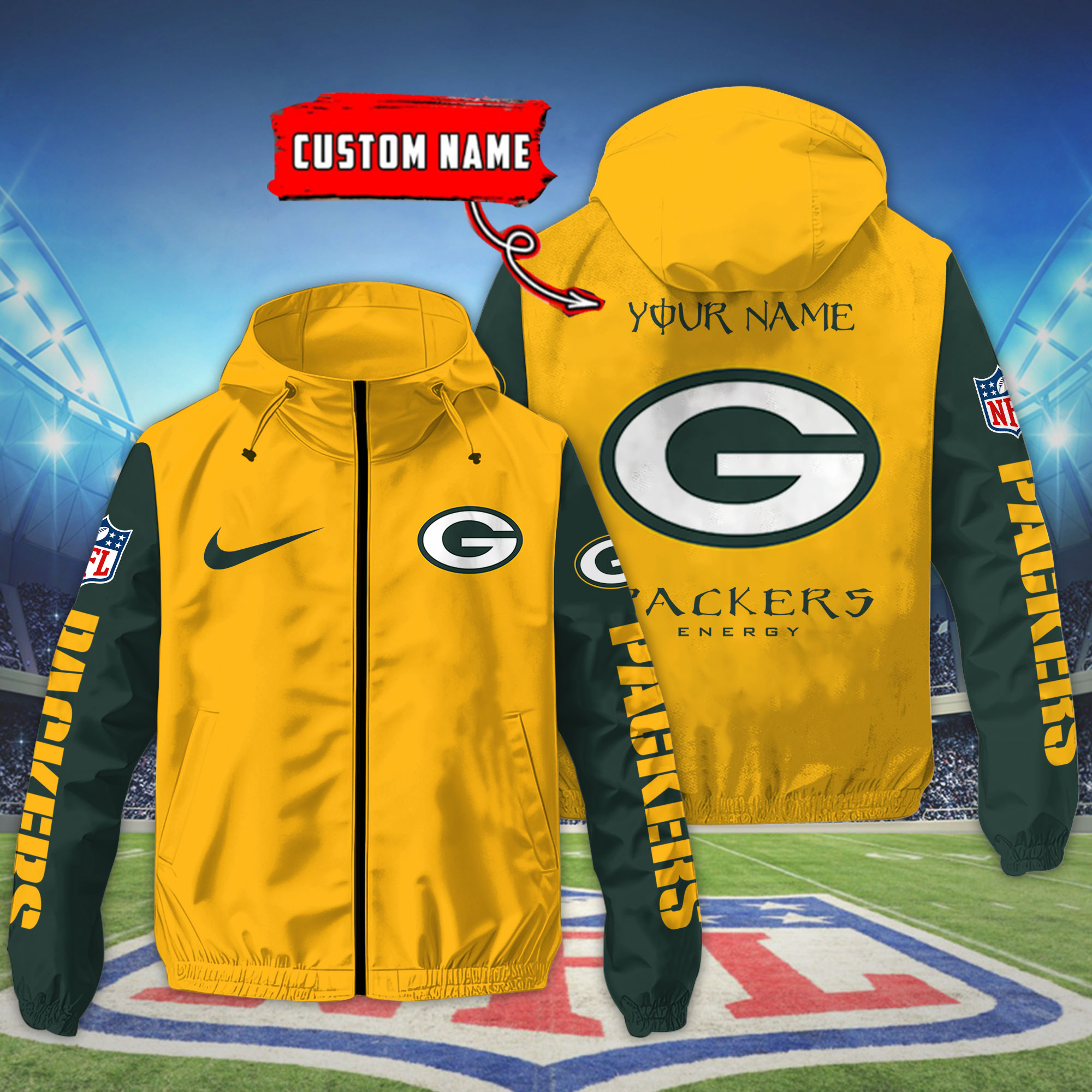 Green Bay Packers NFL Personalized Style Windbreaker Jacket For Fans