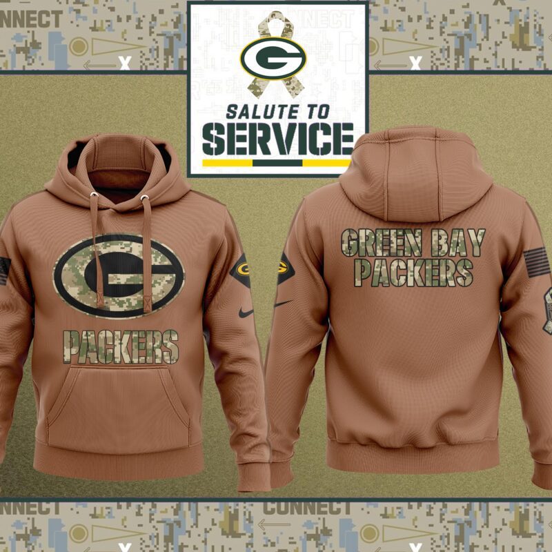 Green Bay Packers NFL Salute To Service 2023 Veteran New Logo 3D Hoodie PH1076