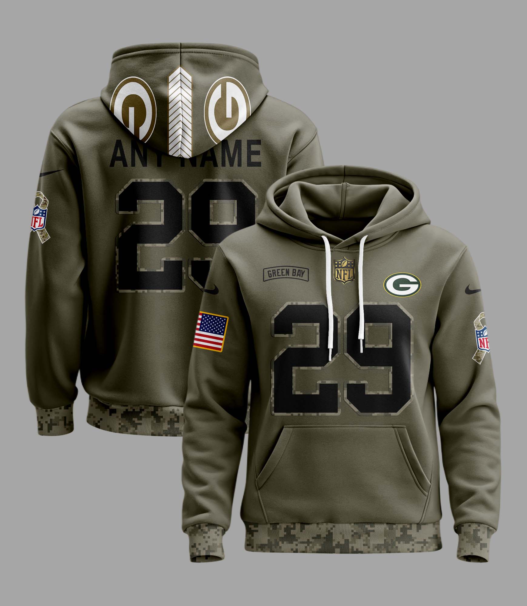 Green Bay Packers Personalized Camo Hoodie For NFL Lovers GHW3014