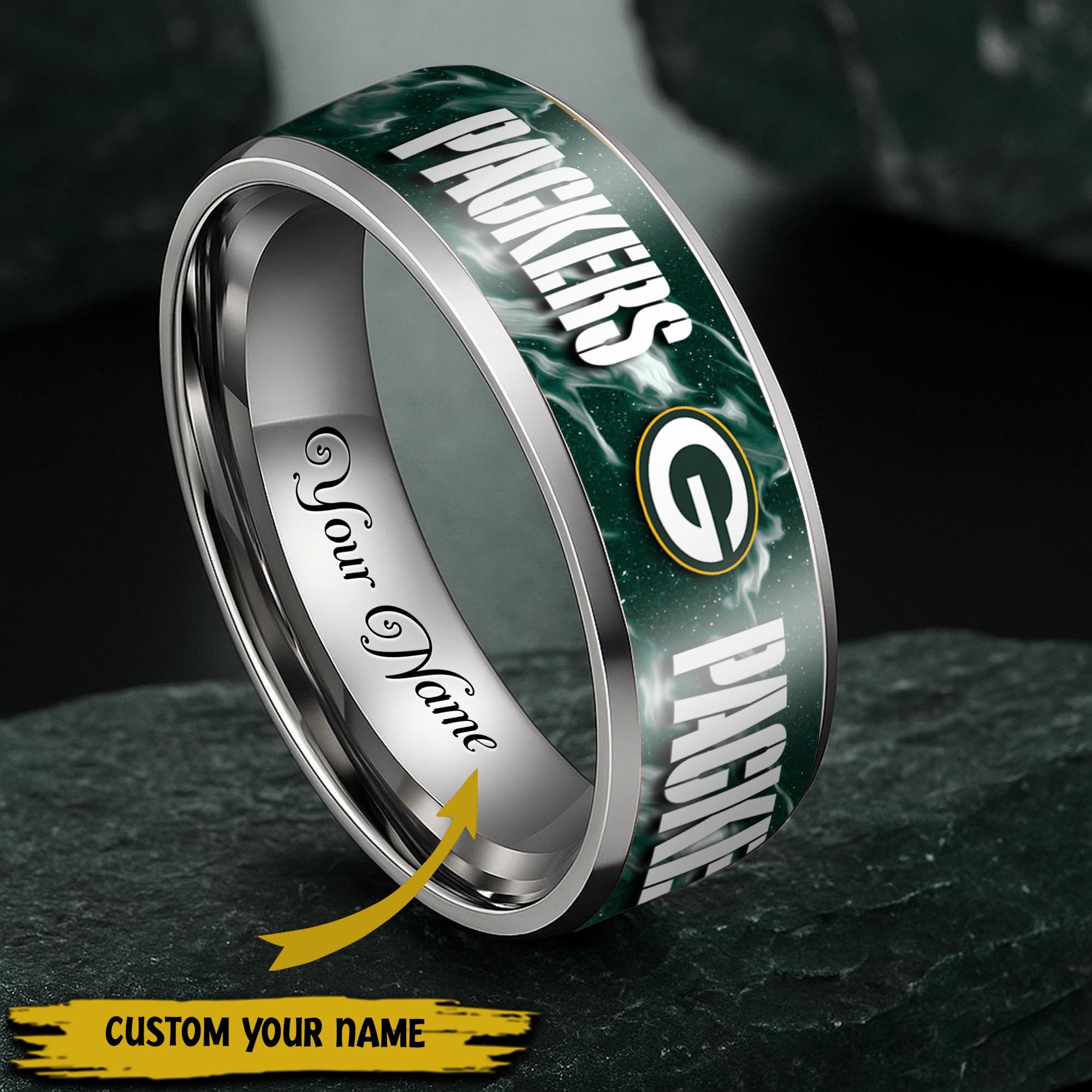 Green Bay Packers Stainless Steel Rings Comes With Box 2025 Versions, Gifts For Fan
