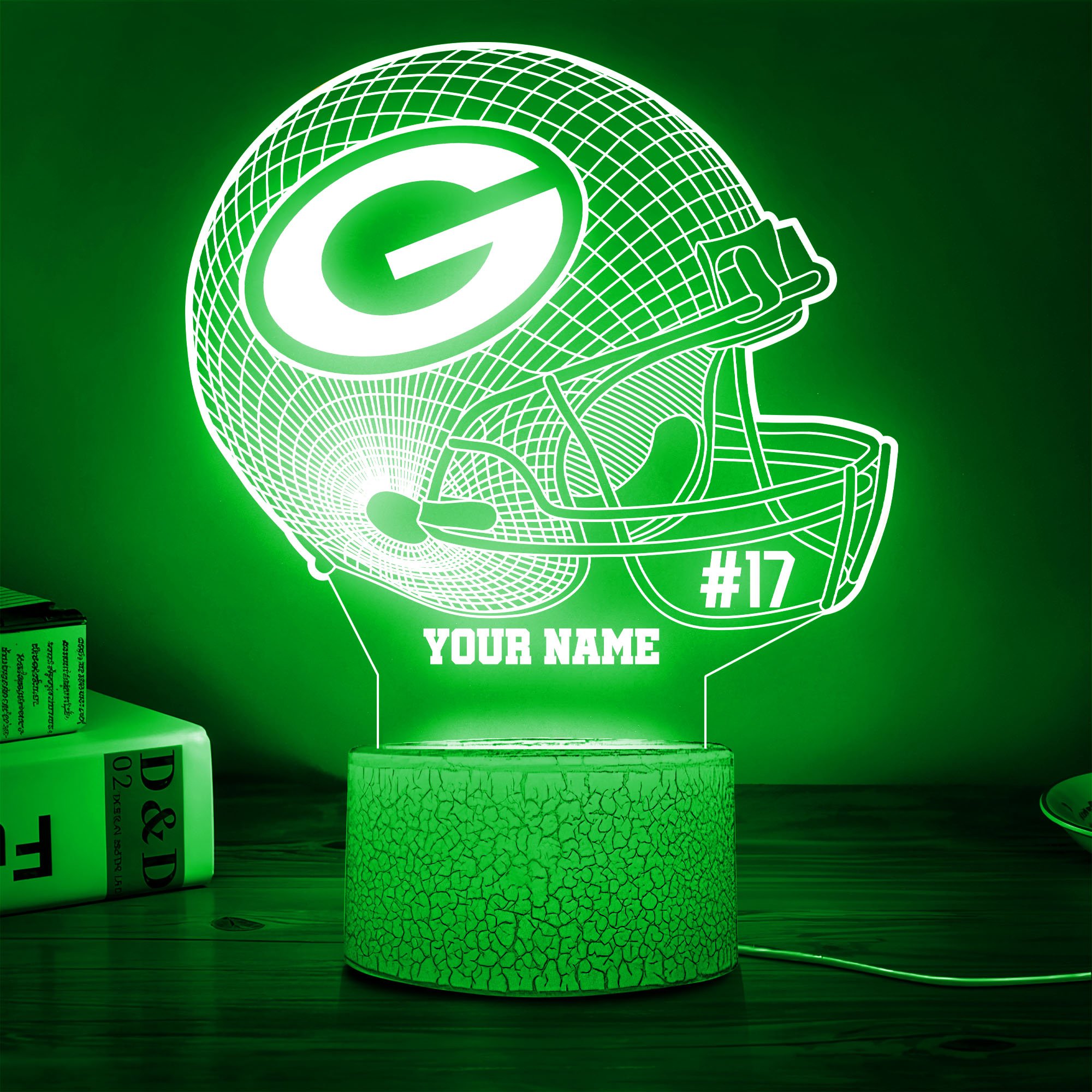 Green Bay Packers Team 3D Led Lamp Custom Name And Year, Sport Lamp, Home Decor 
