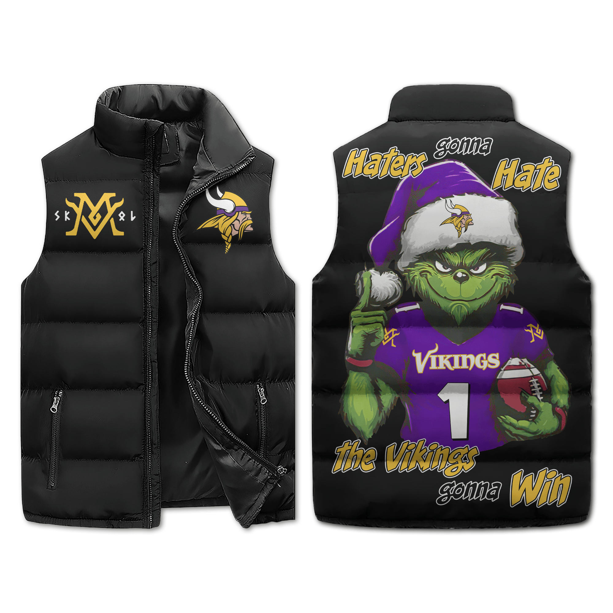 Grinch X Minnesota Vikings NFL Sleeveless Puffer Jacket