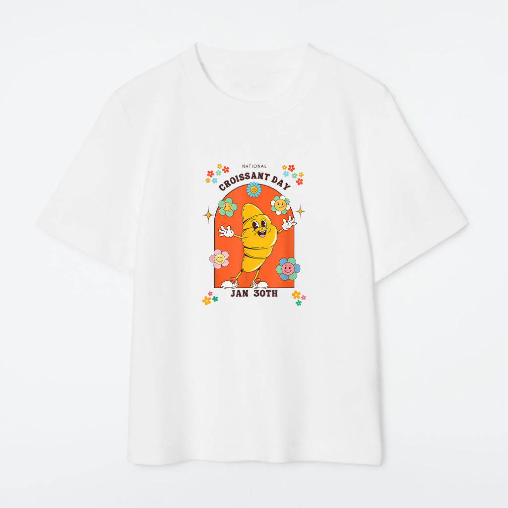 Groovy Retro National Croissant Day Baking Pastry Foodie T-Shirt