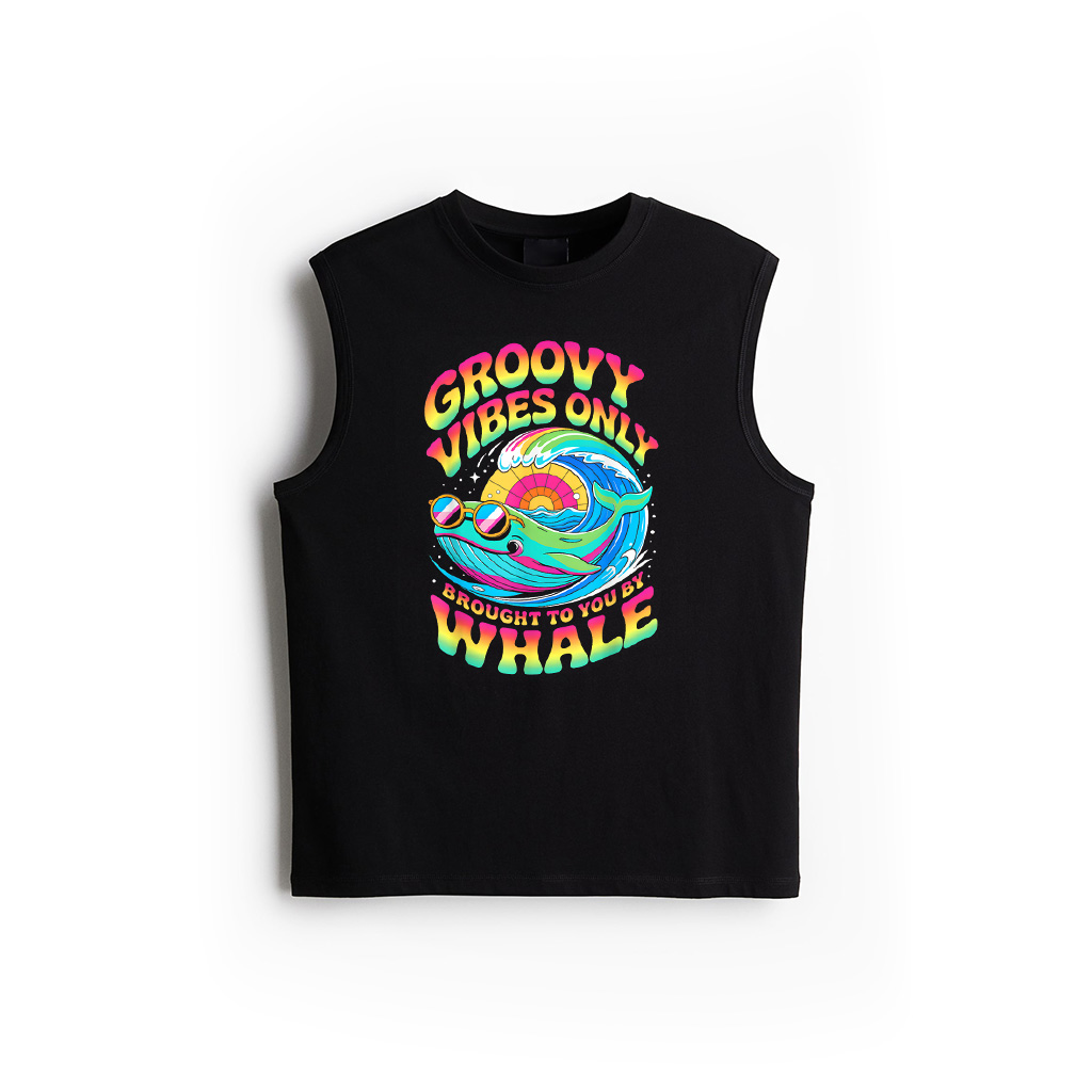 Groovy Vibes Only Whale Vintage Graphic Tee Tank Top