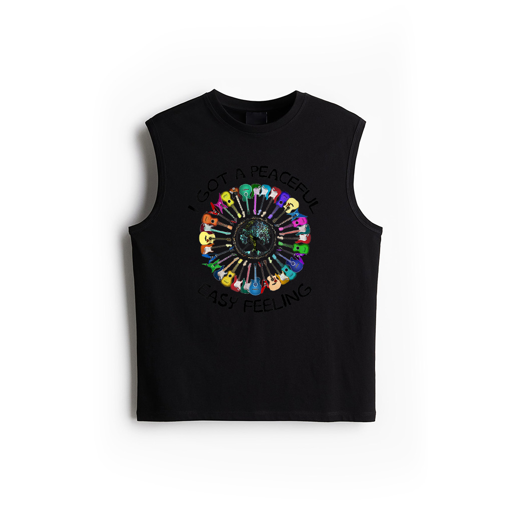 Guitar Hippie I Got An Easy Peaceful Feeling Sunflower Peace Tank Top