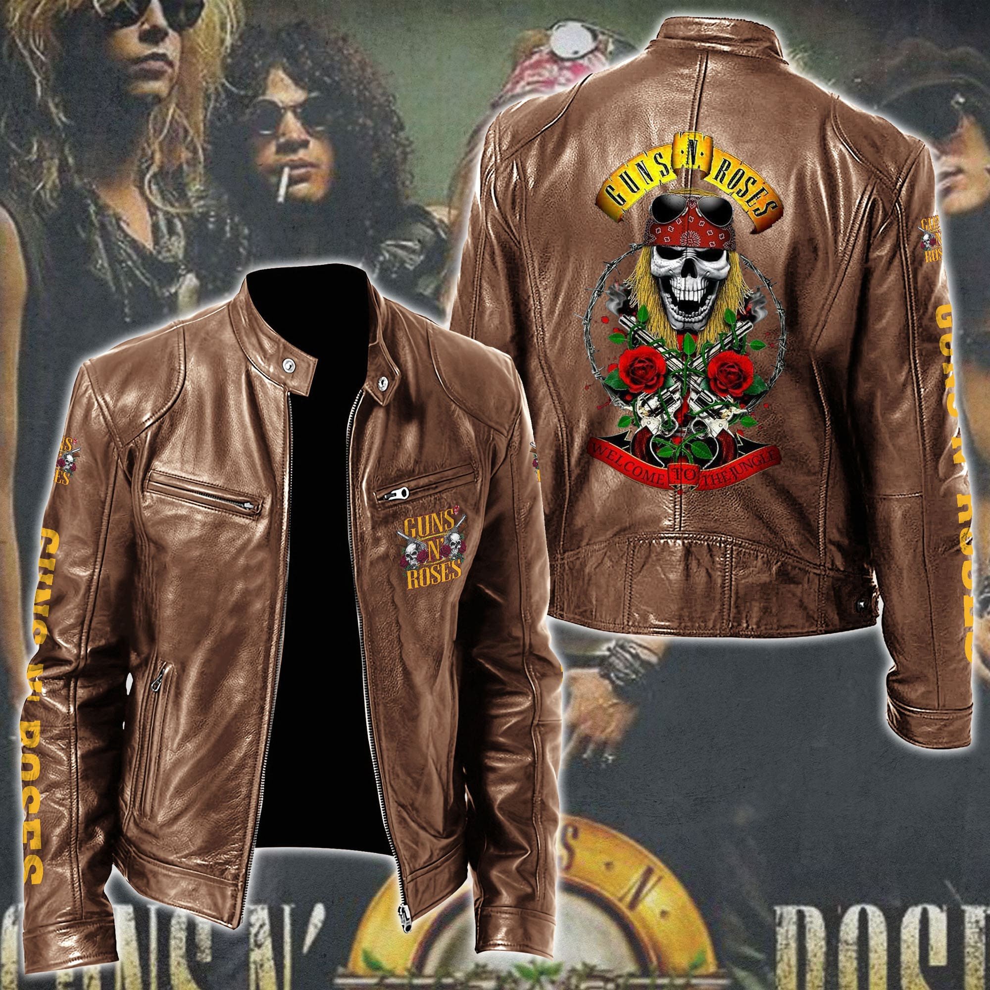 Guns N Roses Leather Bomber Jacket