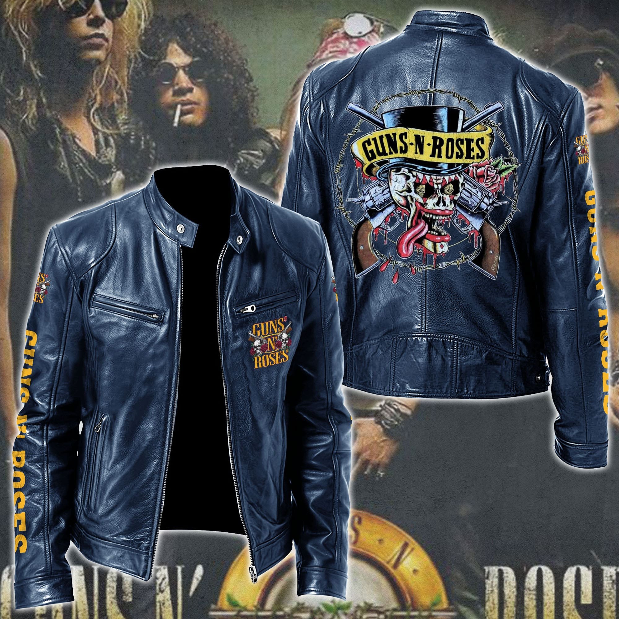 Guns N Roses Leather Bomber Jacket