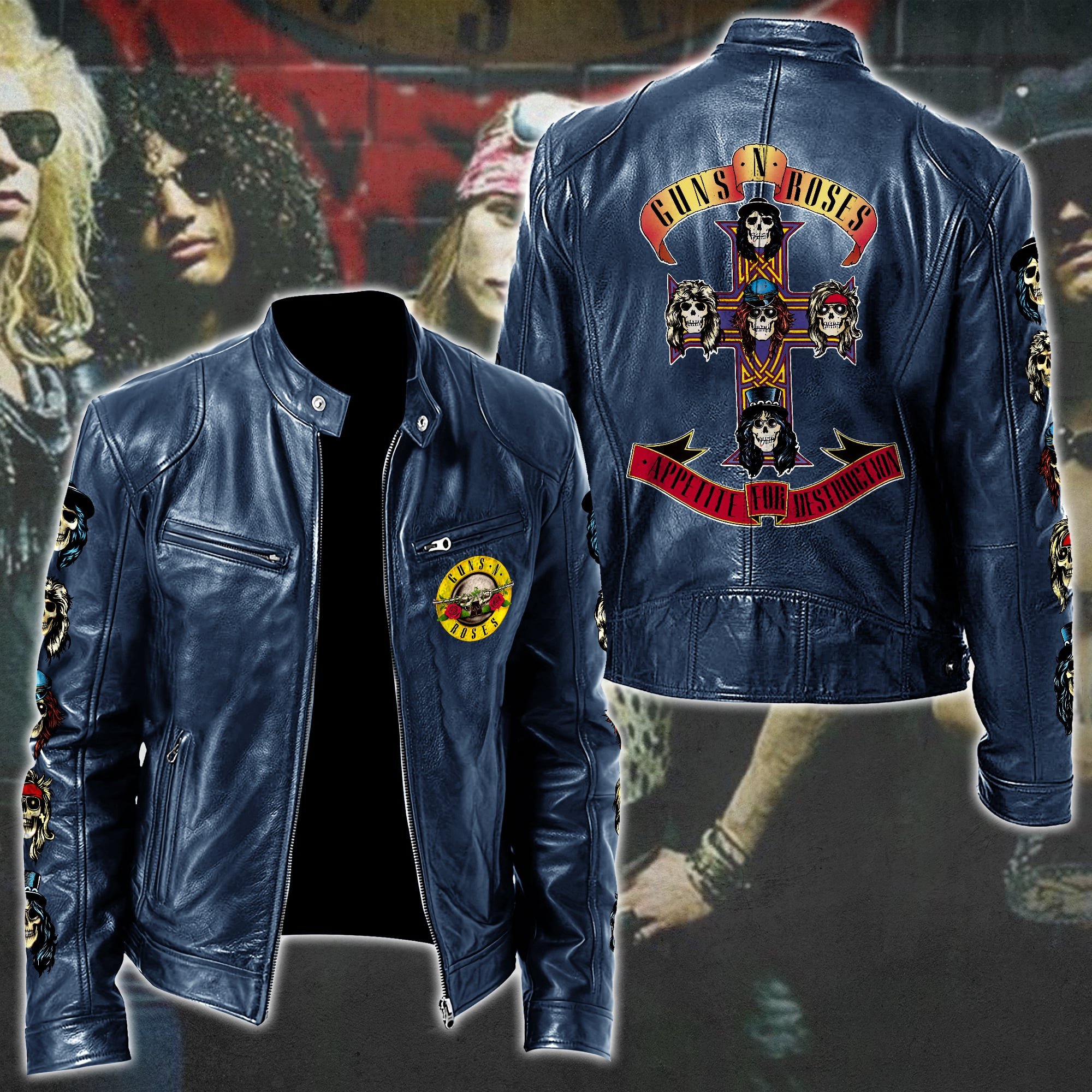 Guns N Roses Leather Bomber Jacket