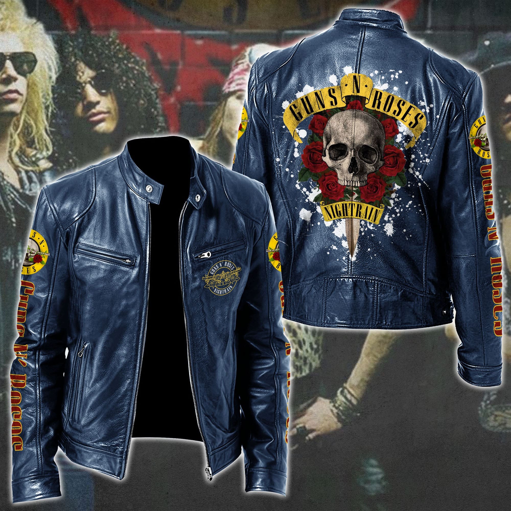 Guns N Roses Leather Bomber Jacket