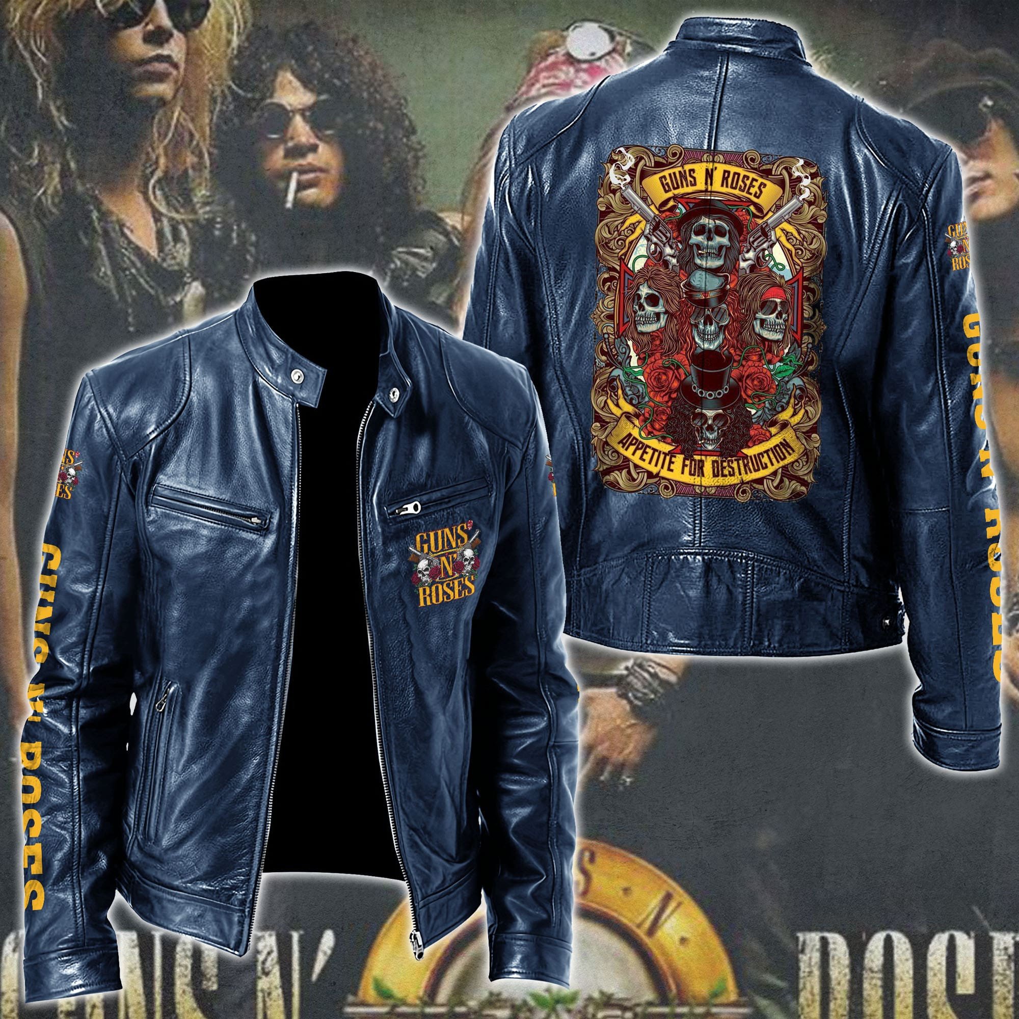 Guns N Roses Leather Bomber Jacket