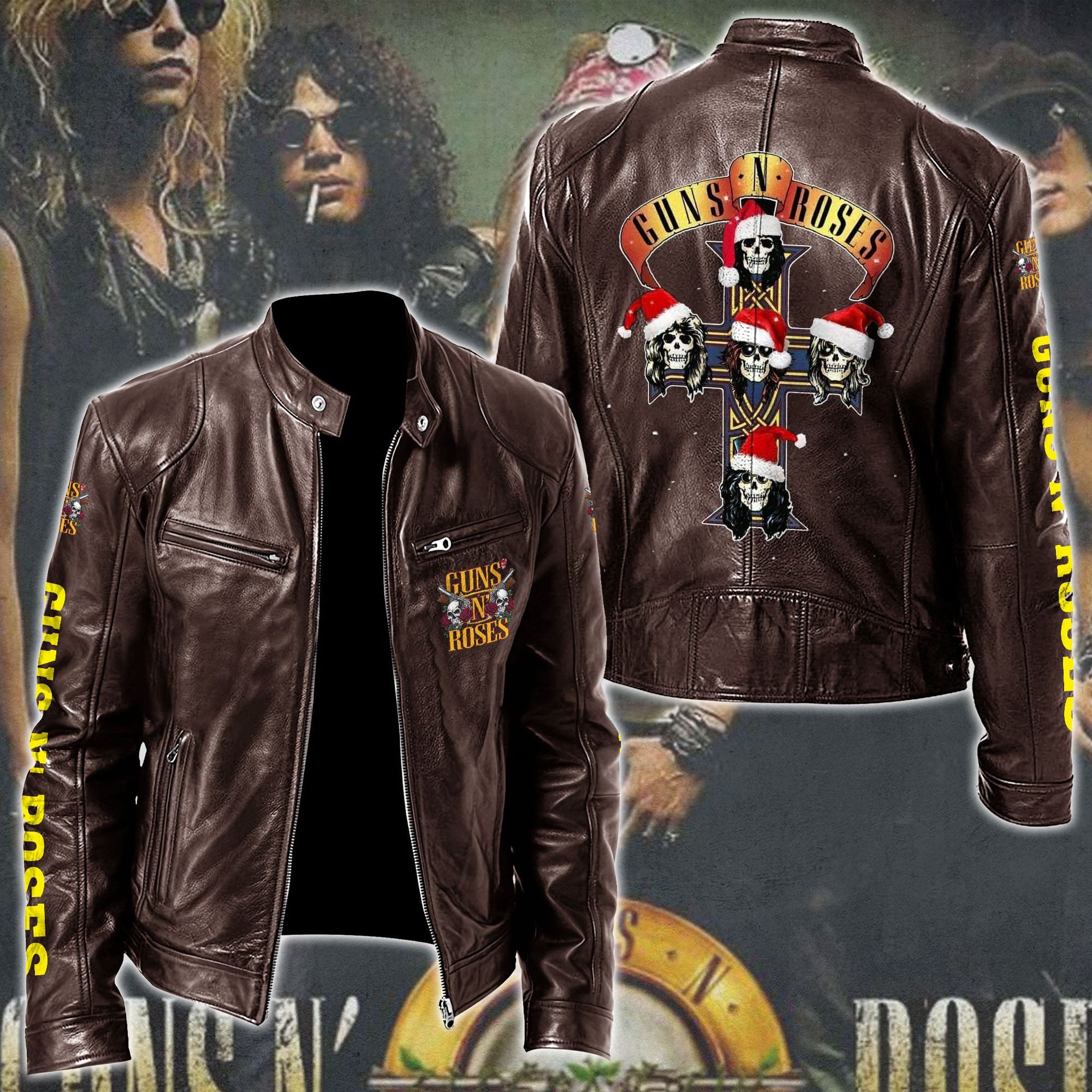 Guns N Roses Leather Bomber Jacket
