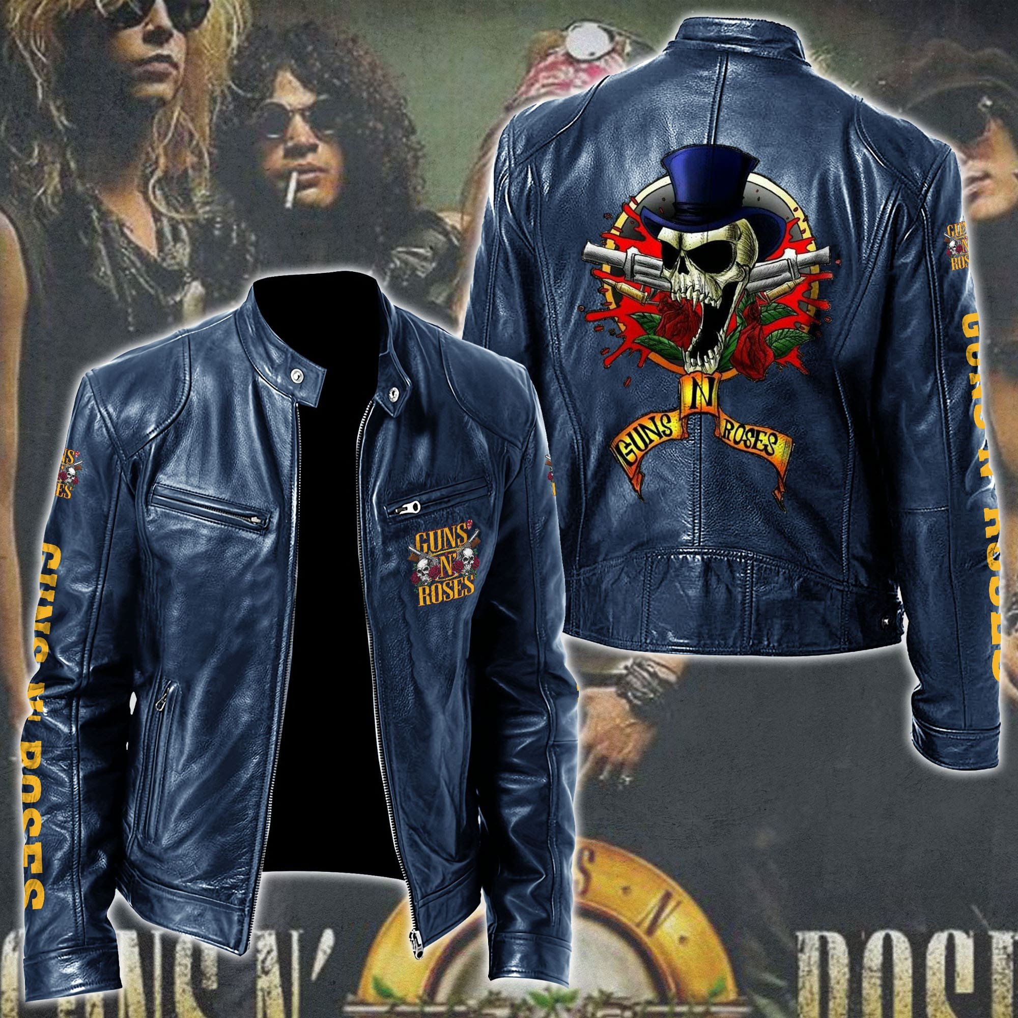 Guns N Roses Leather Bomber Jacket