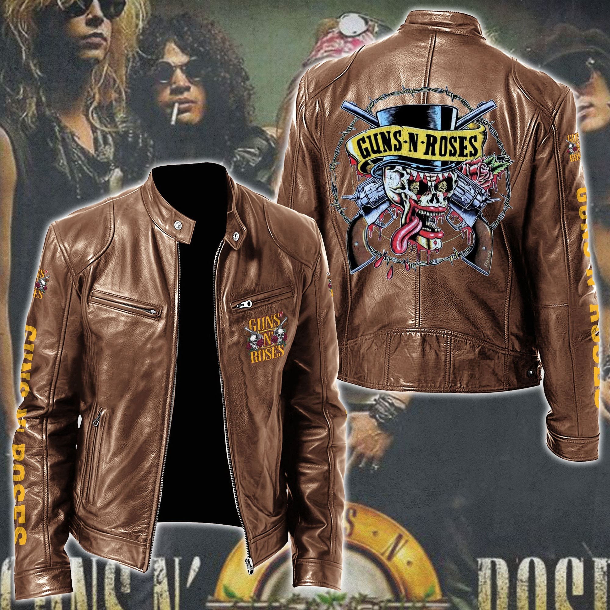 Guns N Roses Leather Bomber Jacket