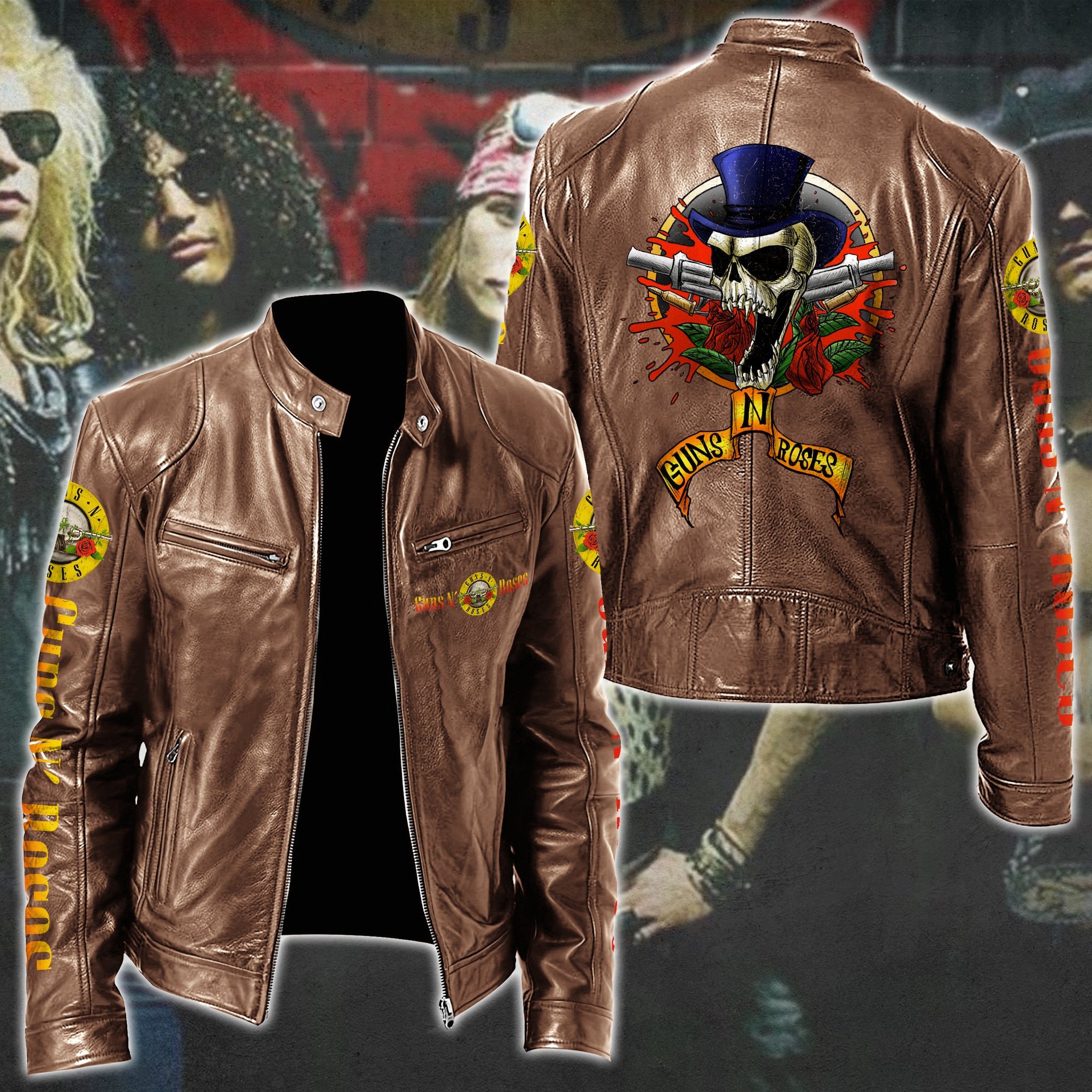Guns N Roses Leather Bomber Jacket