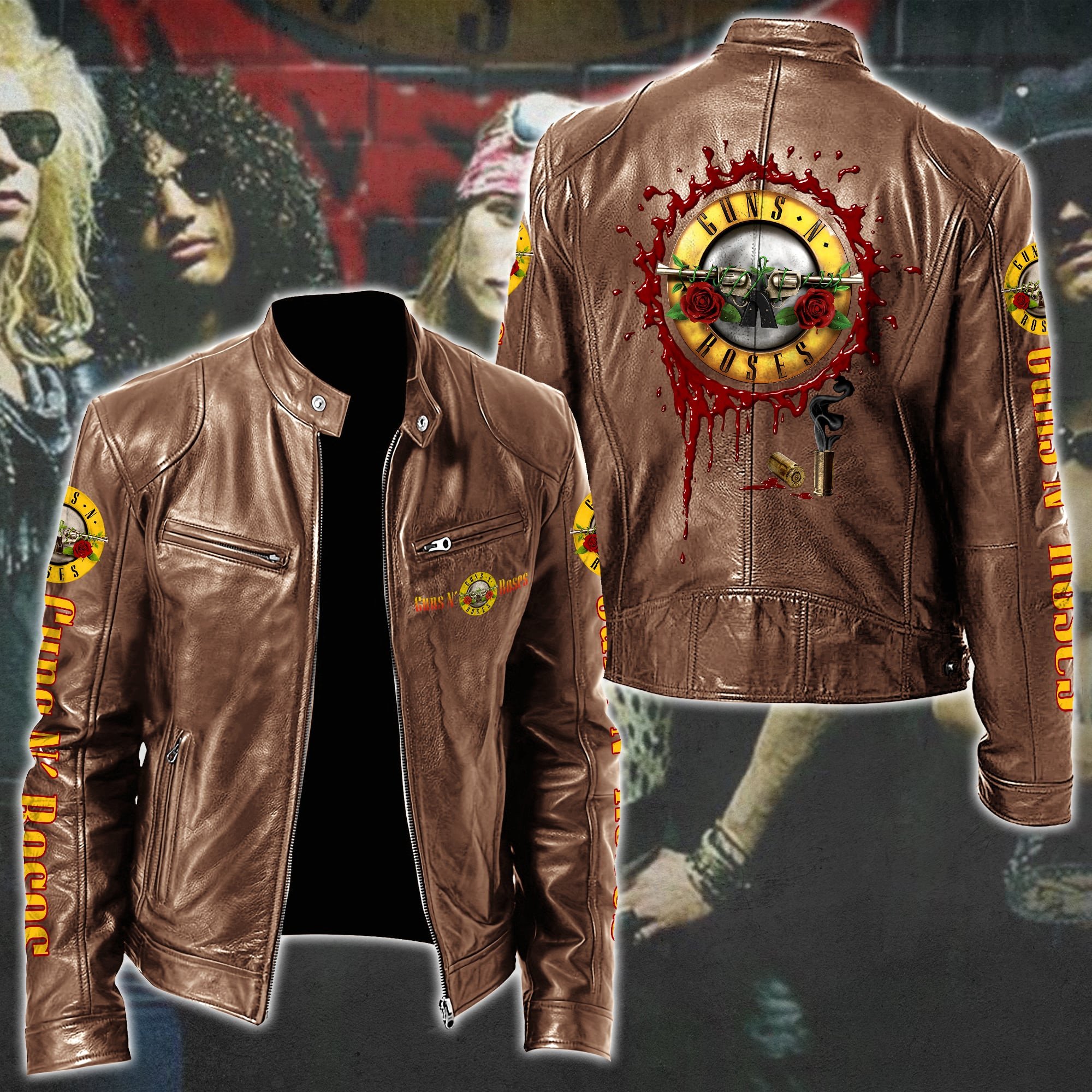 Guns N Roses Leather Bomber Jacket