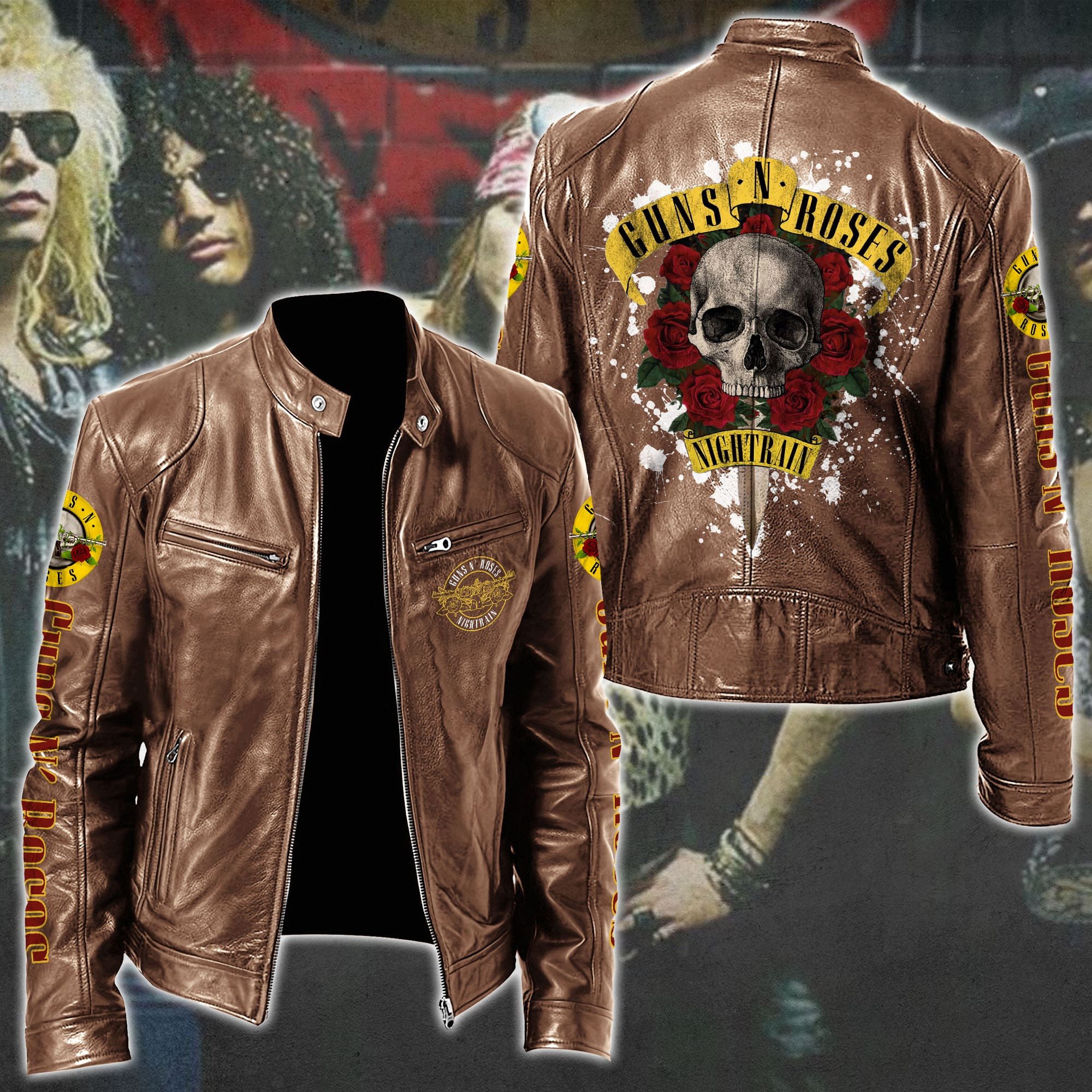 Guns N Roses Leather Bomber Jacket
