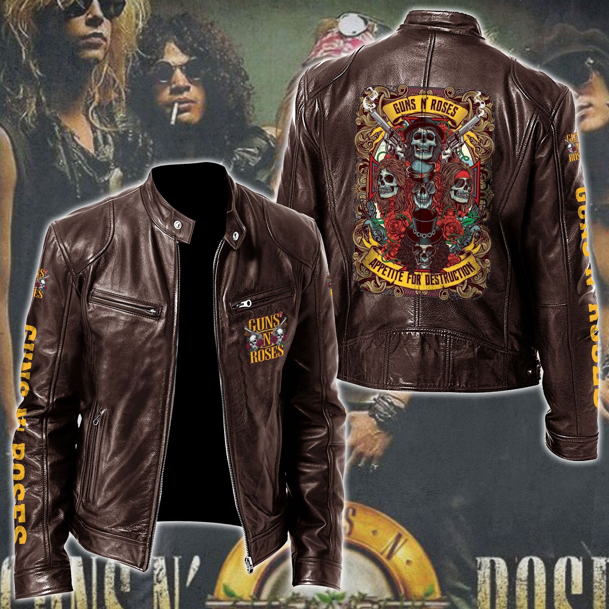 Guns N Roses Leather Bomber Jacket