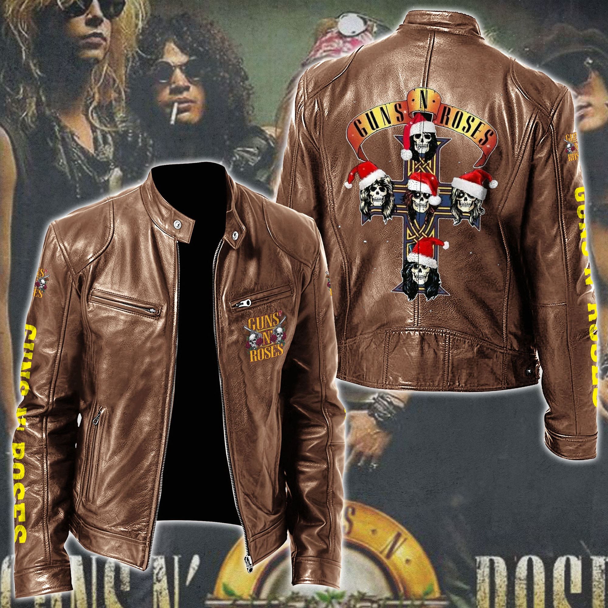 Guns N Roses Leather Bomber Jacket