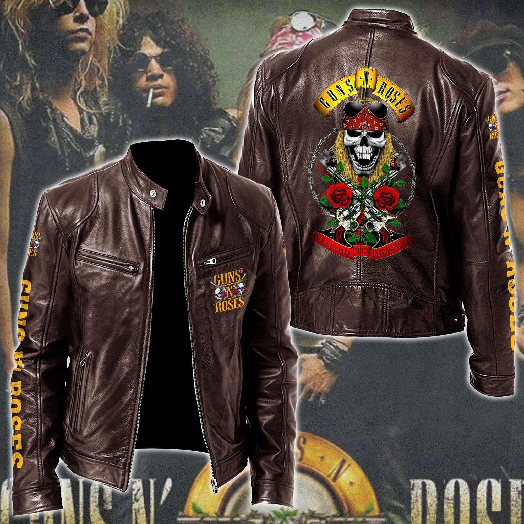 Guns N Roses Leather Bomber Jacket