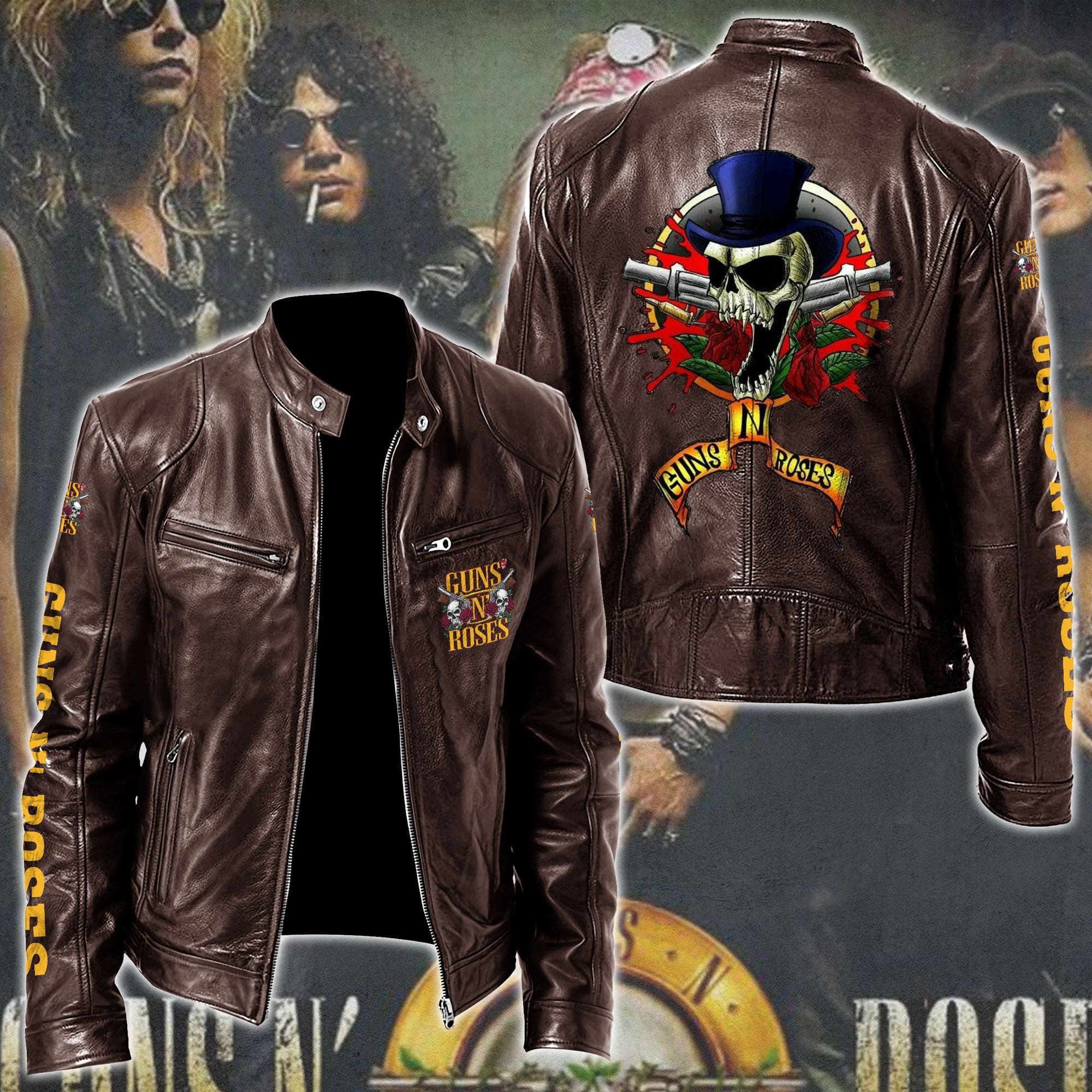 Guns N Roses Leather Bomber Jacket