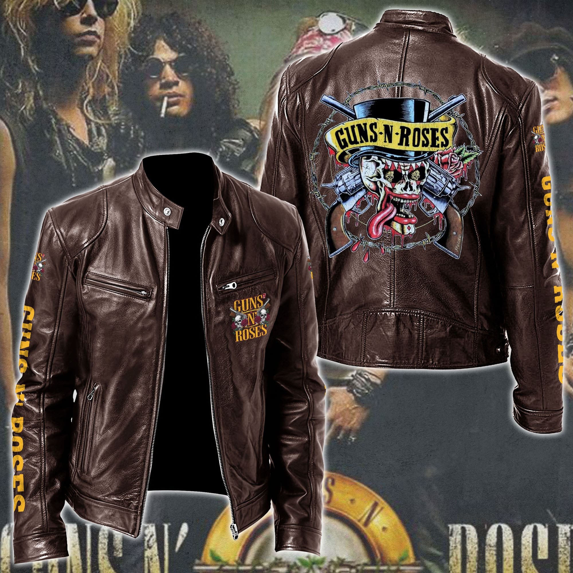 Guns N Roses Leather Bomber Jacket