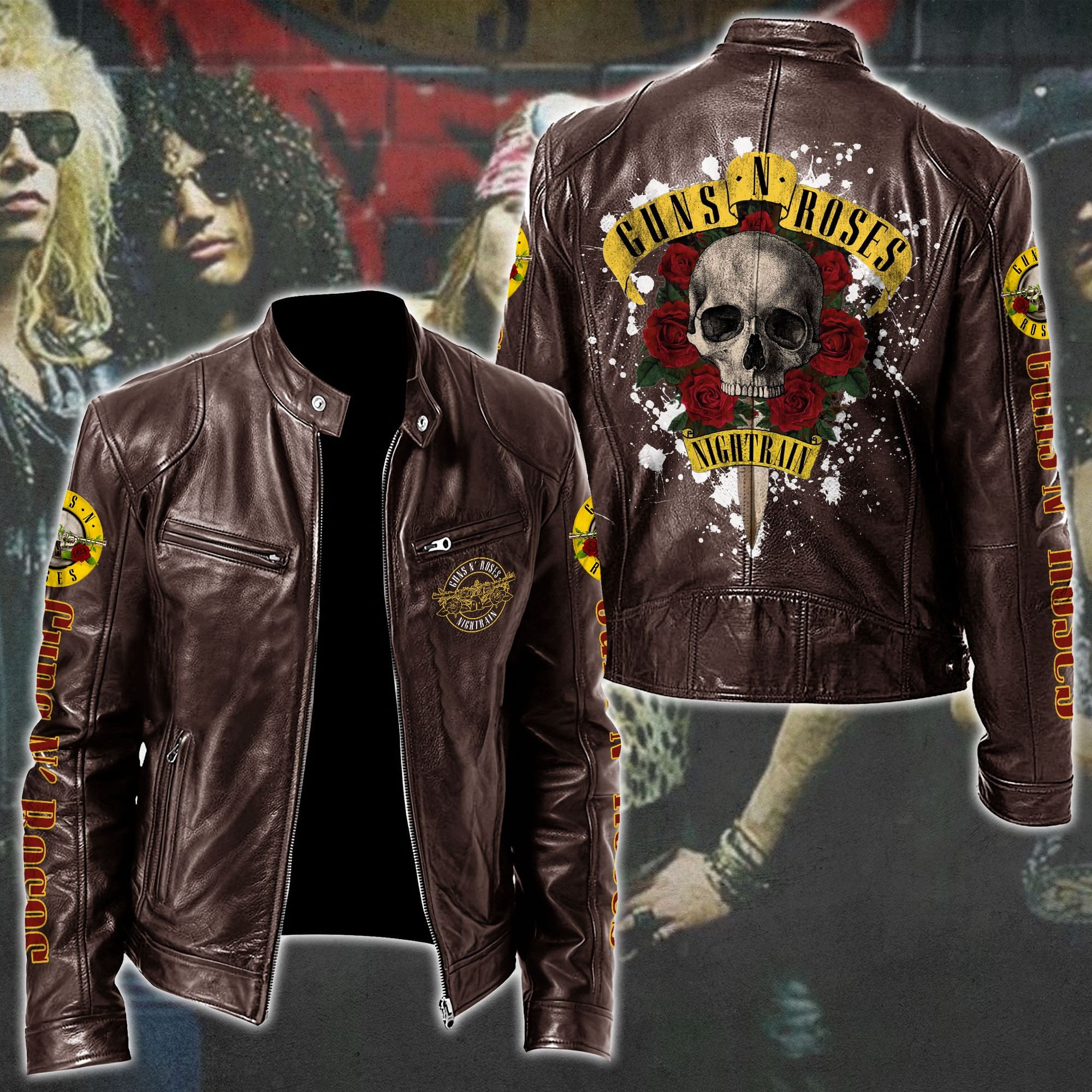 Guns N Roses Leather Bomber Jacket