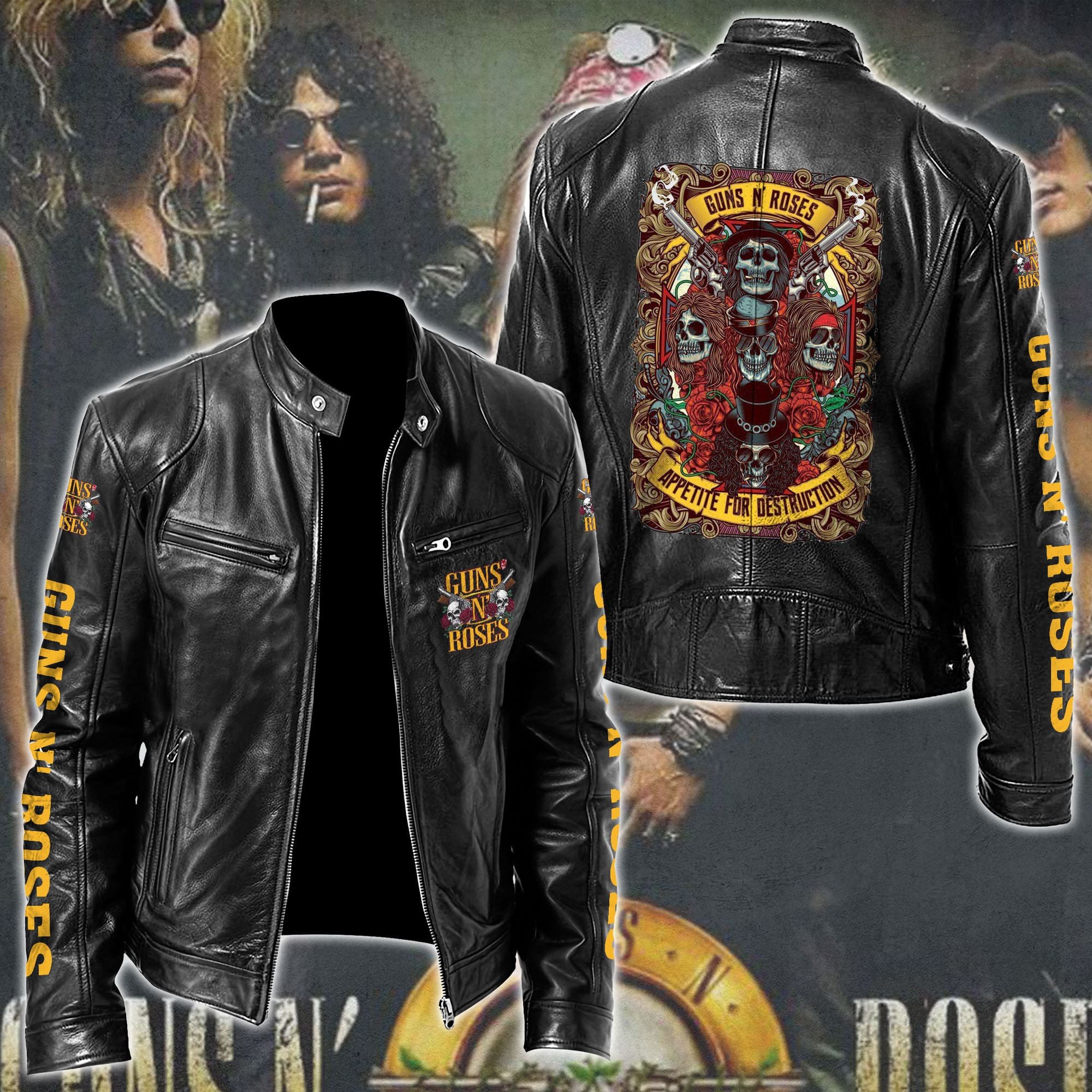 Guns N Roses Leather Bomber Jacket