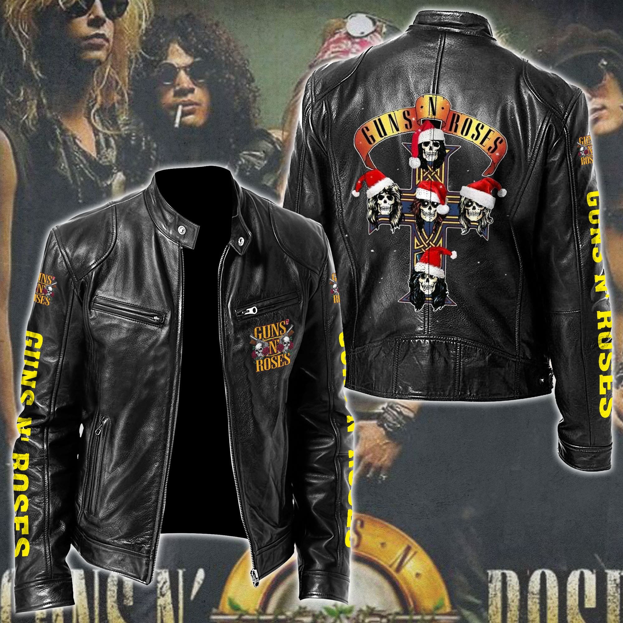 Guns N Roses Leather Bomber Jacket