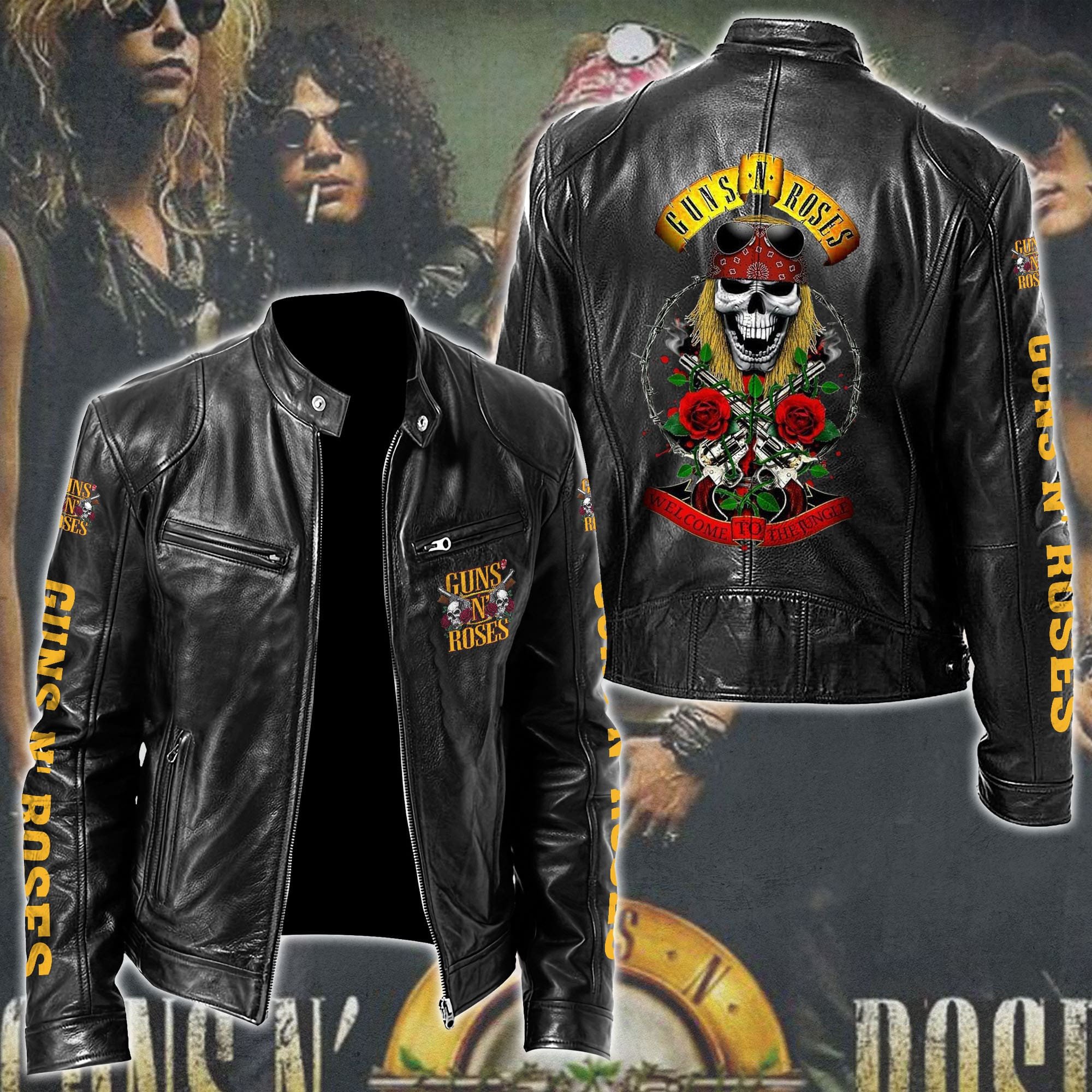 Guns N Roses Leather Bomber Jacket