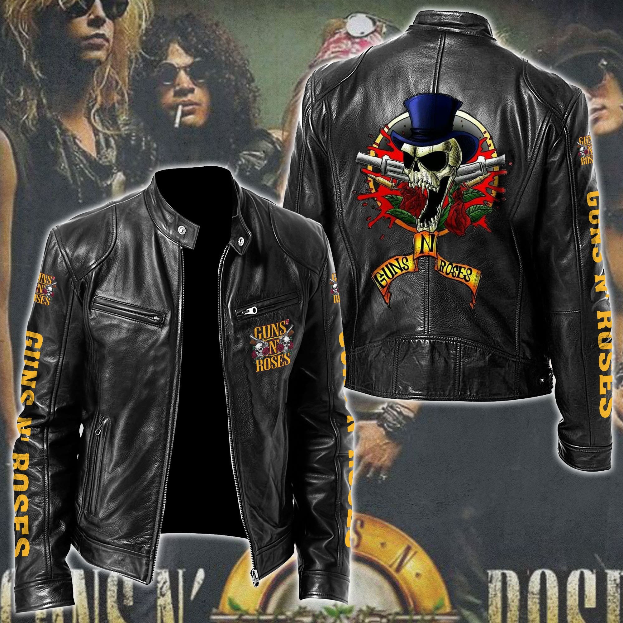 Guns N Roses Leather Bomber Jacket