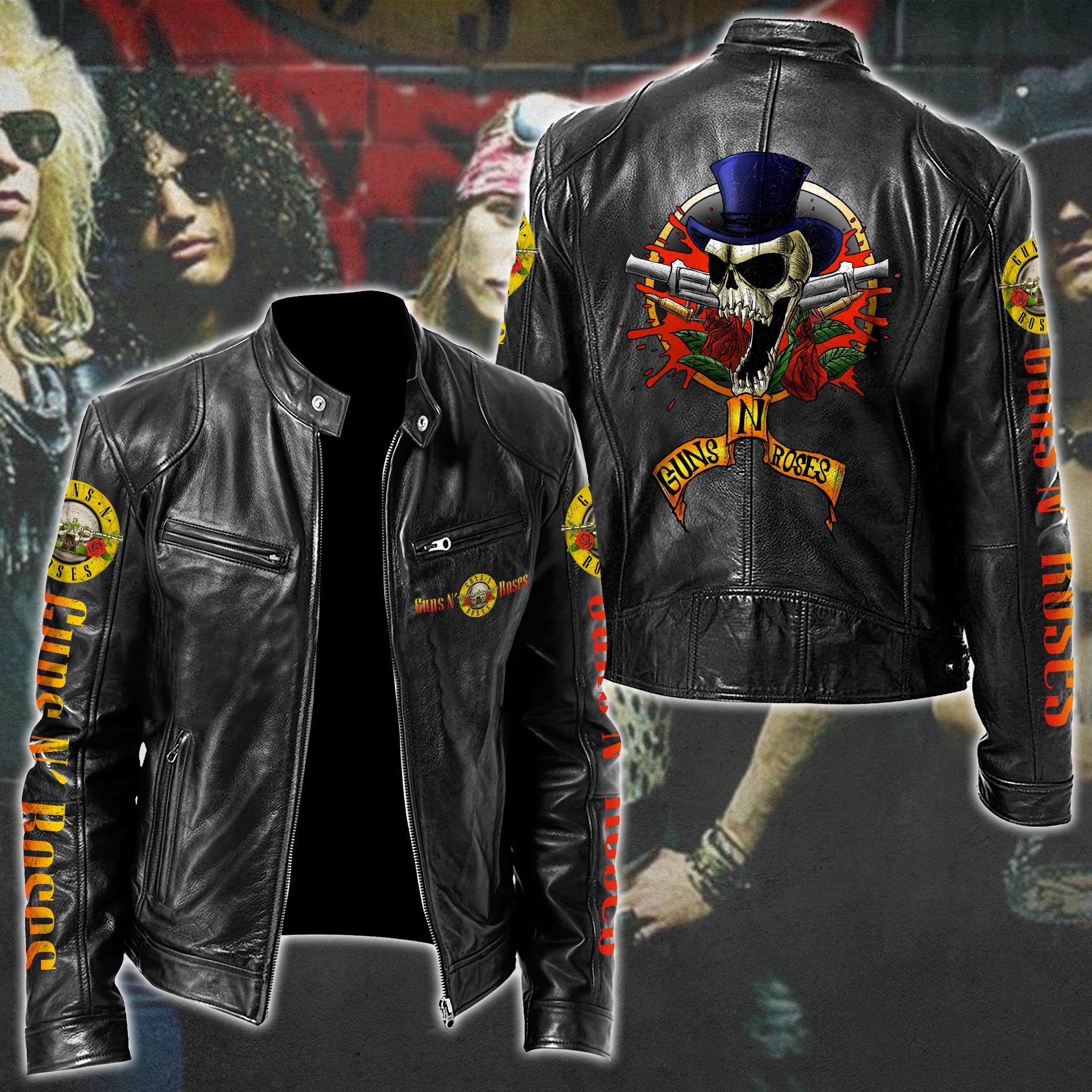 Guns N Roses Leather Bomber Jacket