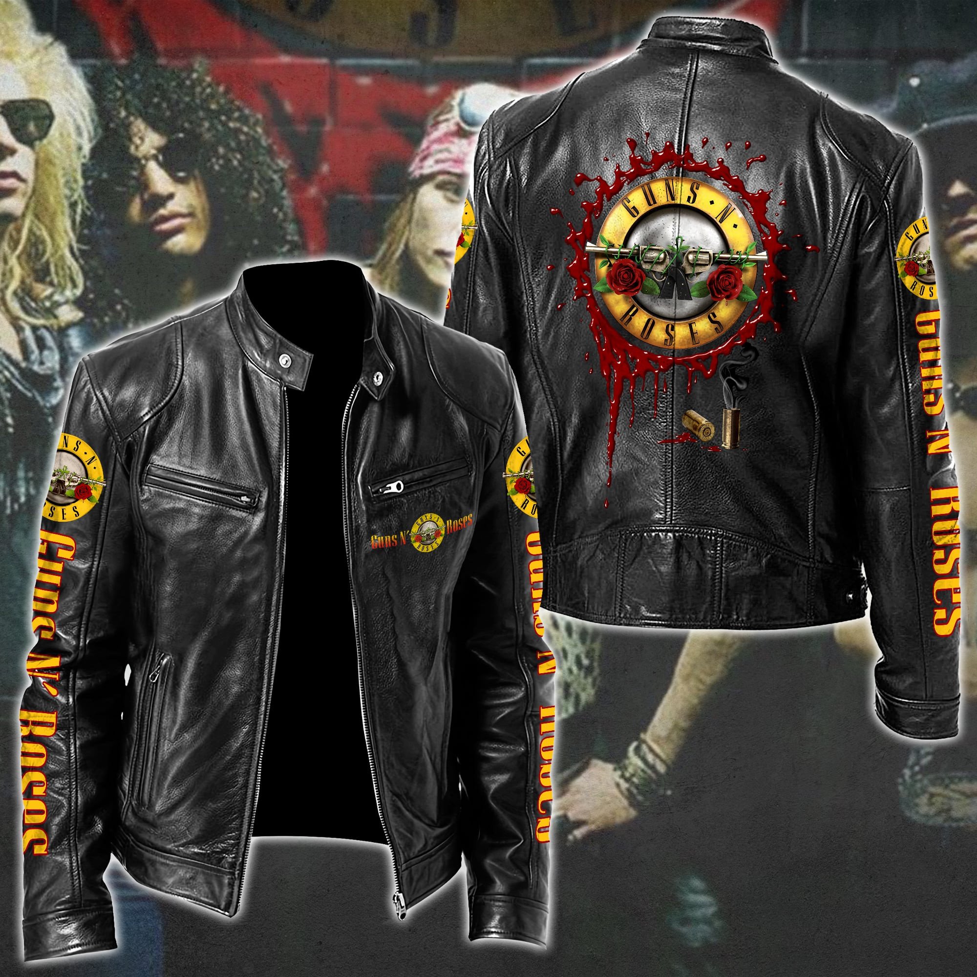 Guns N Roses Leather Bomber Jacket