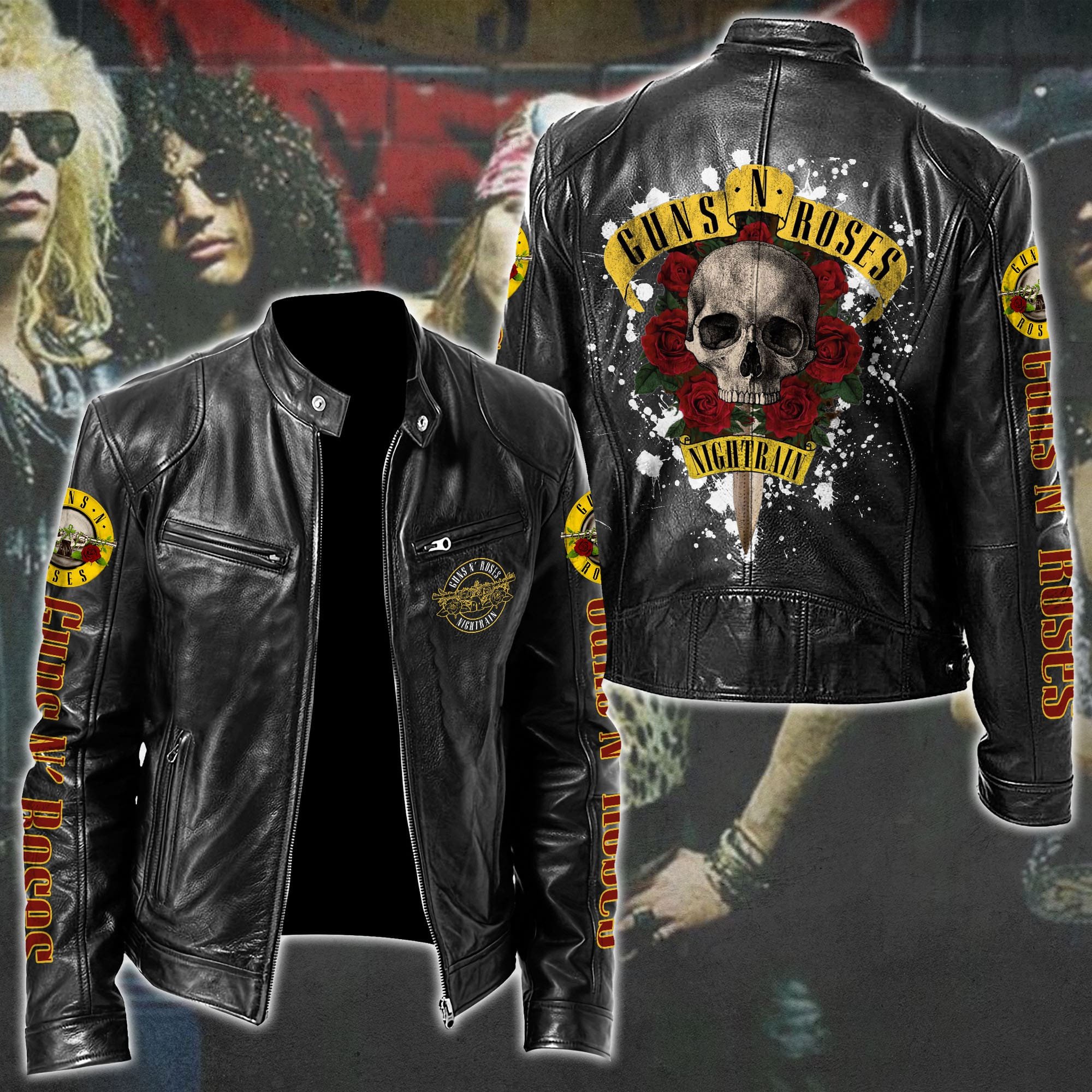 Guns N Roses Leather Bomber Jacket