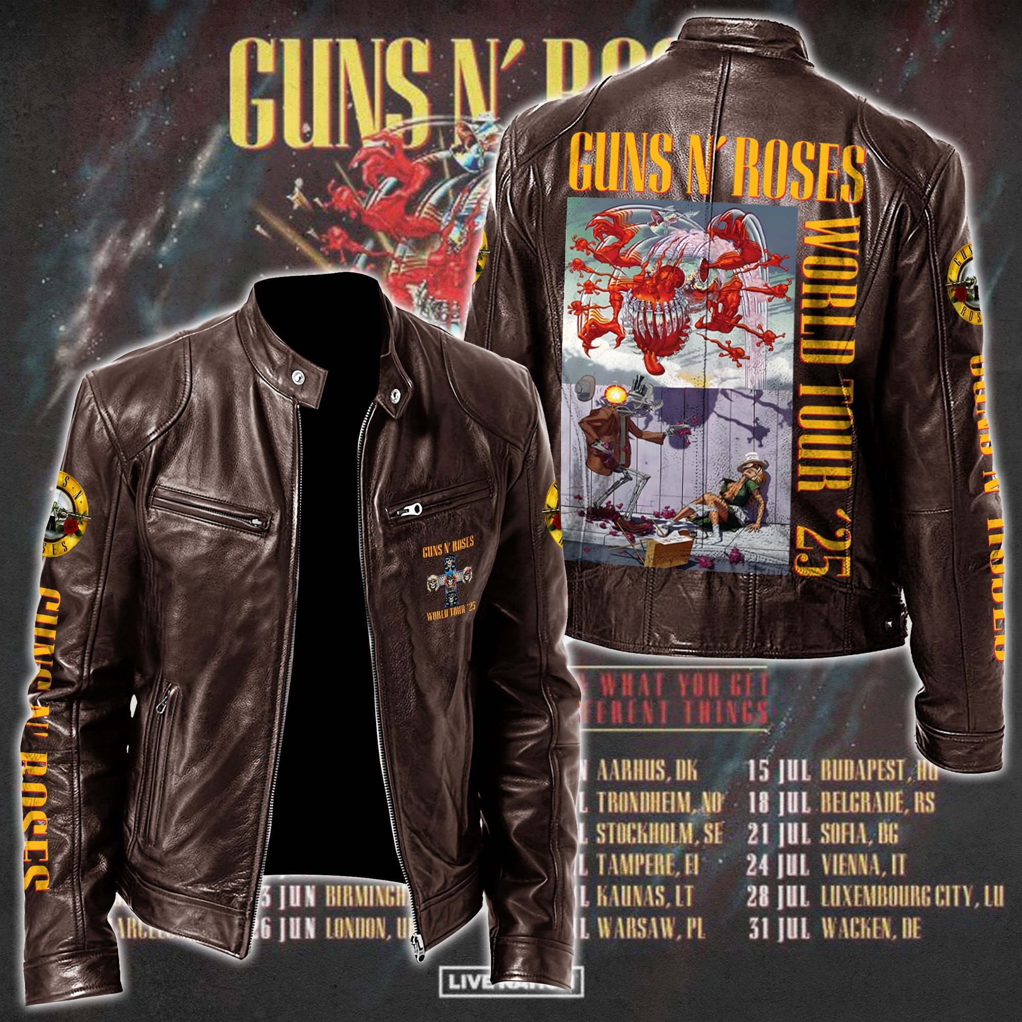 Guns N Roses Leather Bomber Jacket